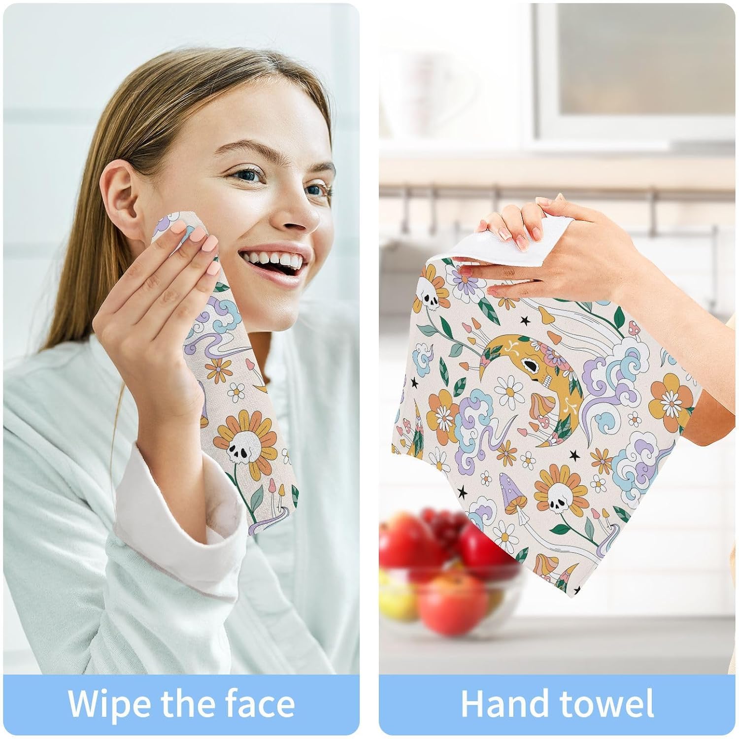 Halloween Skull Baby Face Towels Reusable Washcloths for Babies and Kids