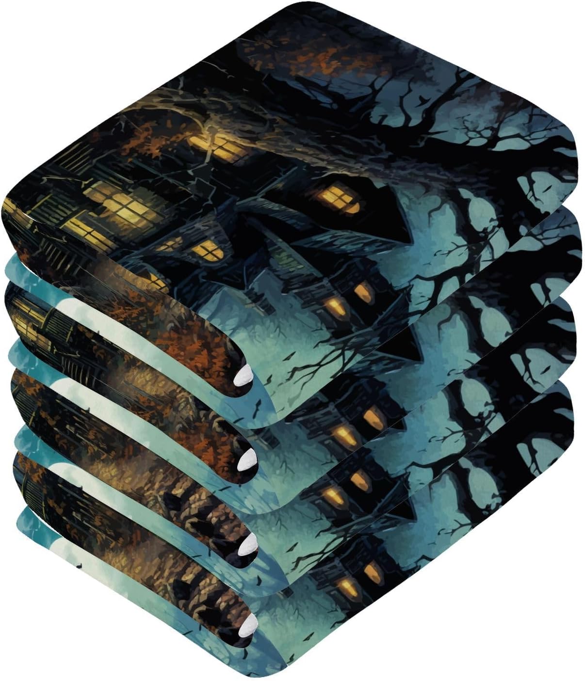 YETTASBIN Halloween Castle Washcloths 2 Pack