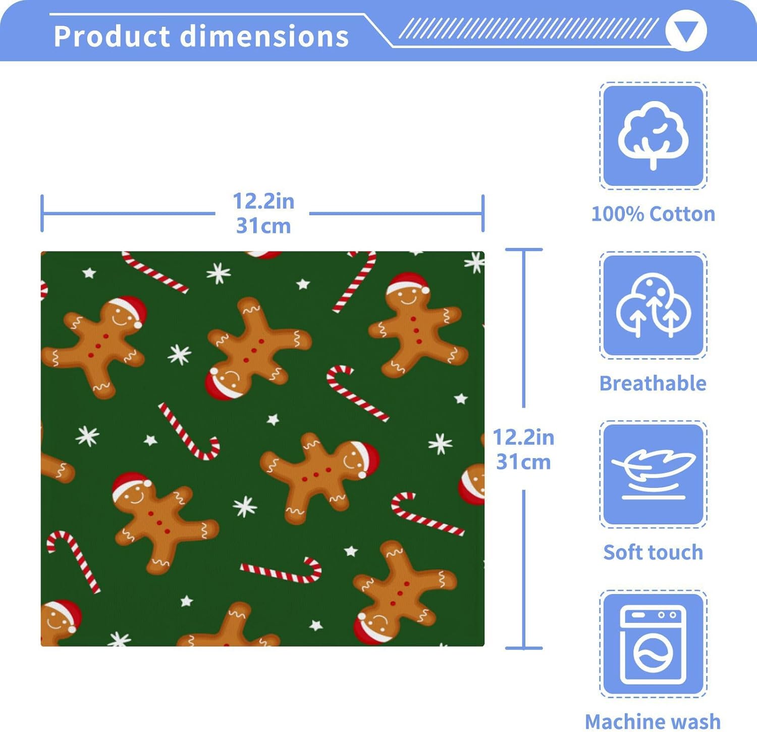 Christmas gingerbread man washcloth 2-pack