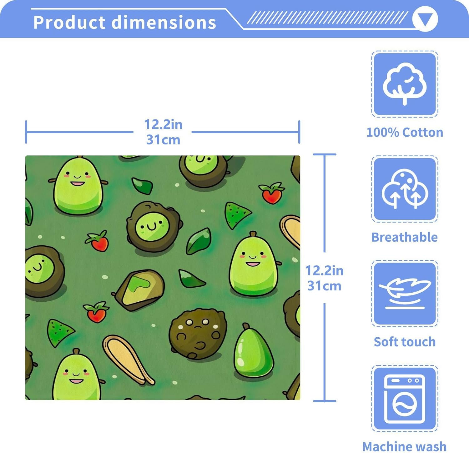 Natural Avocado Face Towels Set of 2