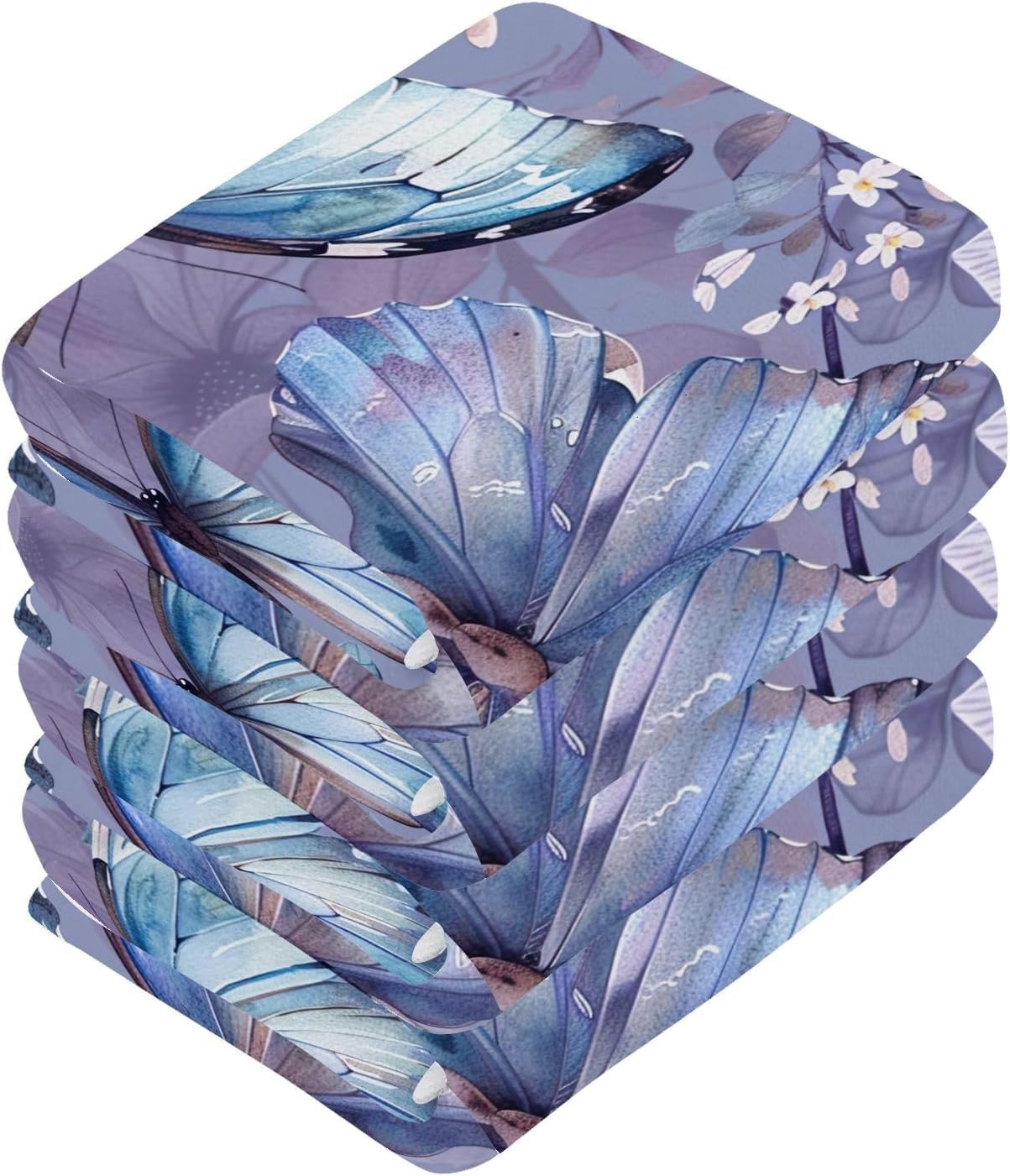 YETTASBIN Butterfly Flower Washcloths Soft and Absorbent Reusable Face Towels