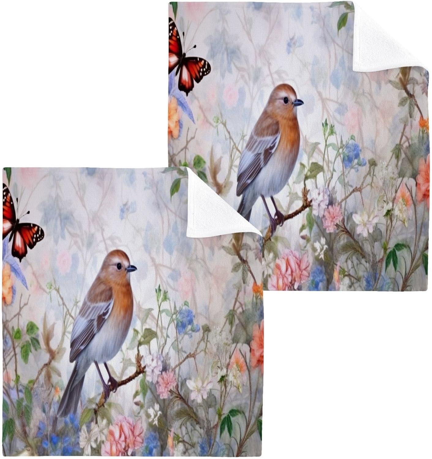 bird flower washcloth 2 pack reusable