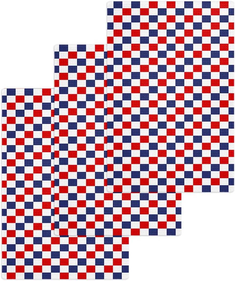 Checkered Flag Waffle Kitchen Towels Set of 3