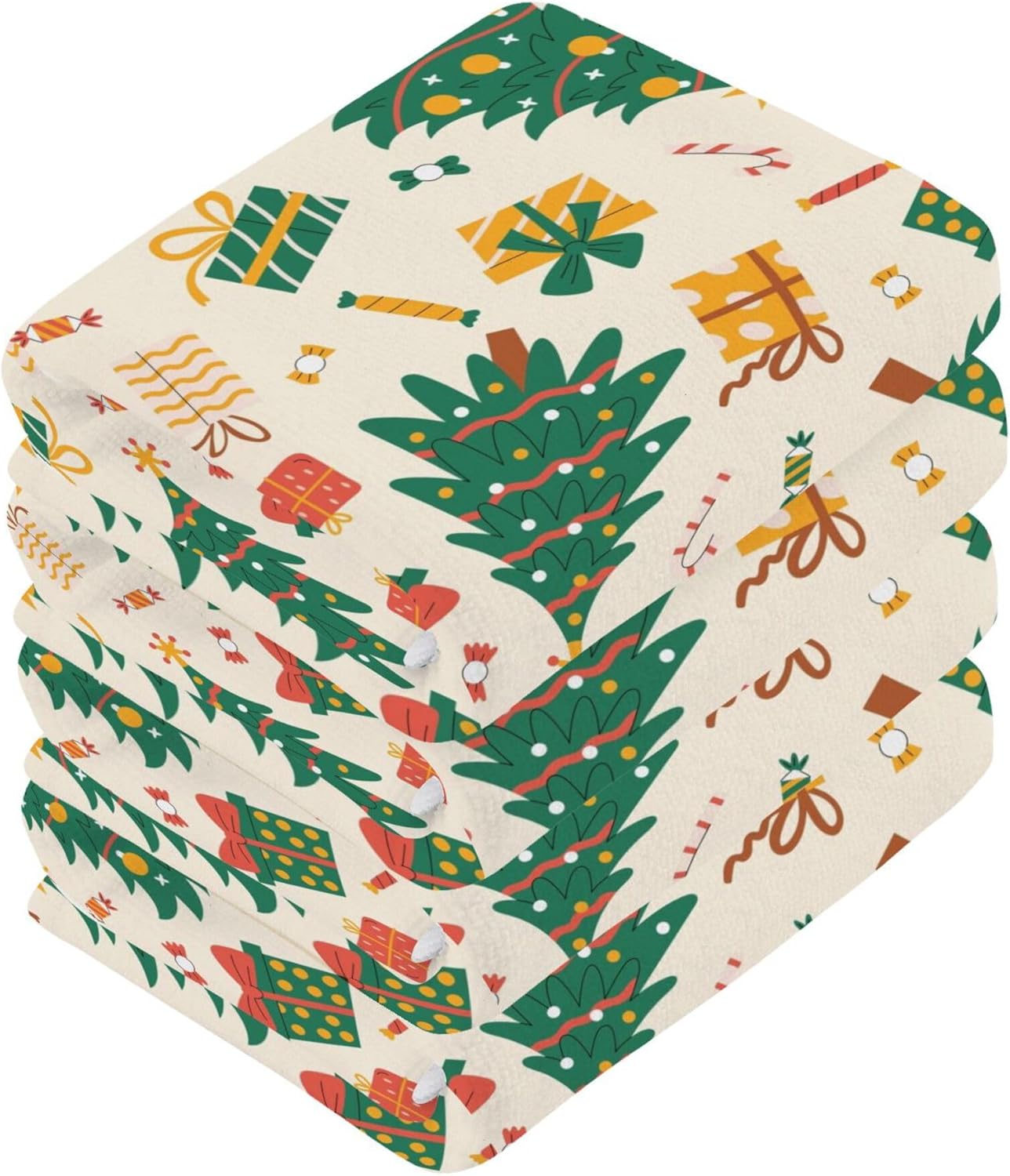 Cute Christmas Tree Washcloth Set