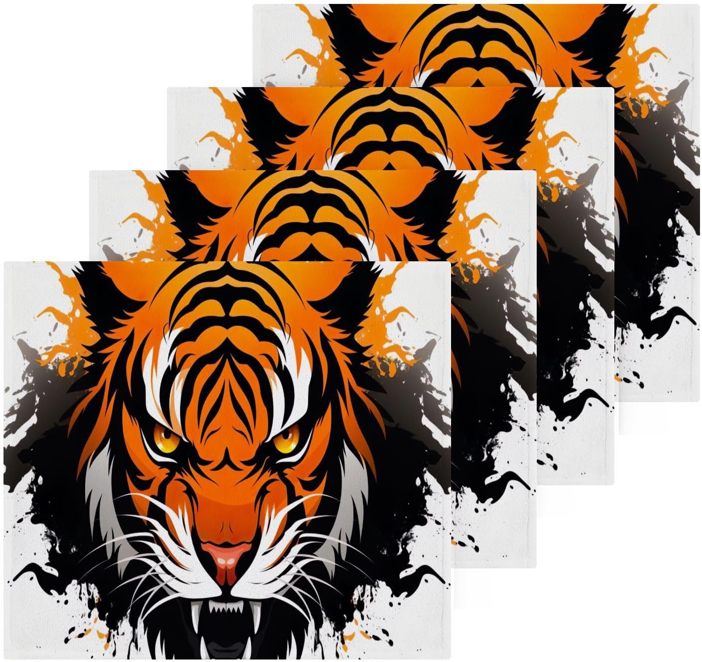 YETTASBIN - Tiger Face Towels Soft AbsorbentReusable Eco-Friendly Washcloth 12x12 inch