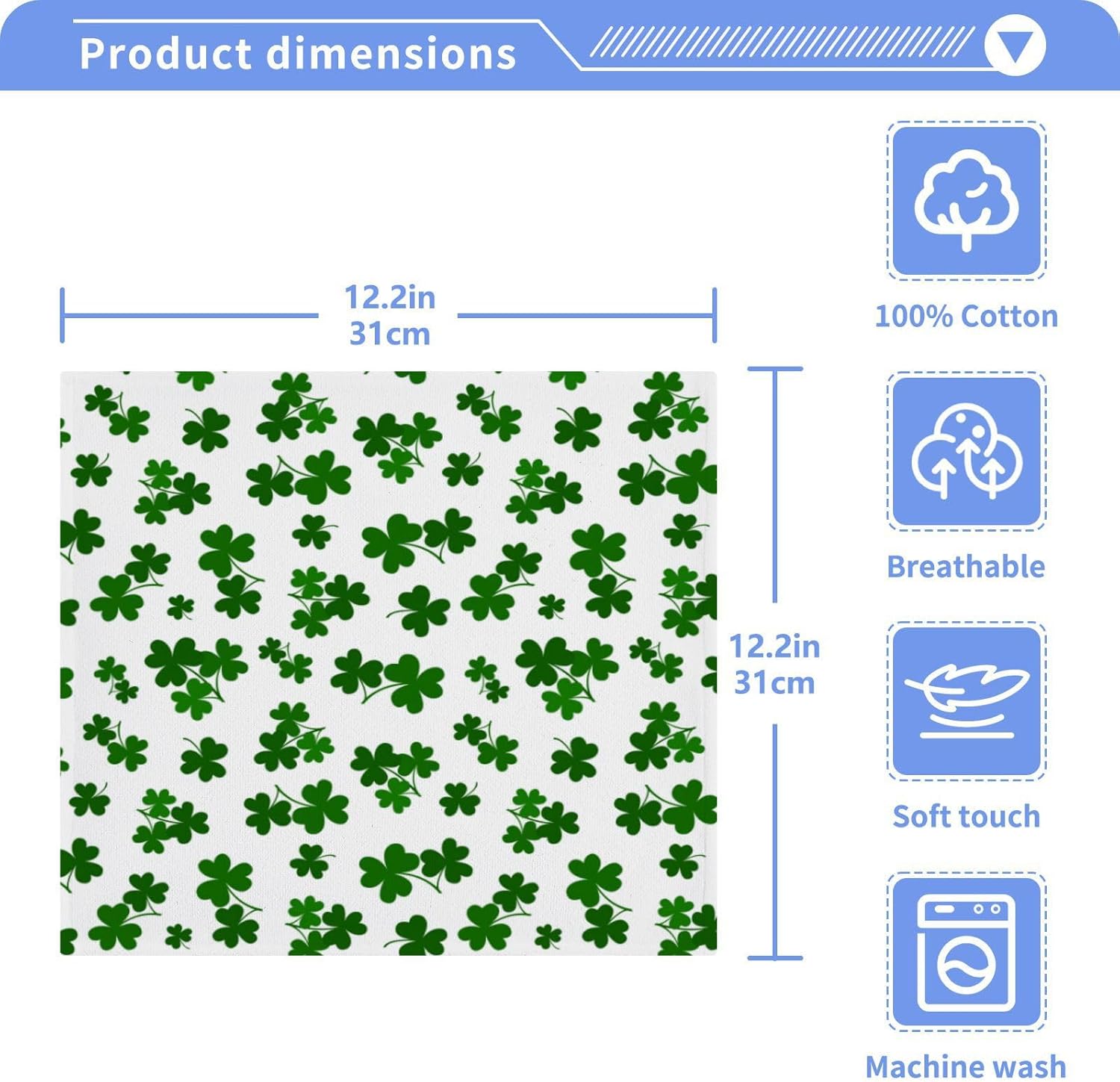 St Patricks Day Clover Washcloth Set Soft Absorbent