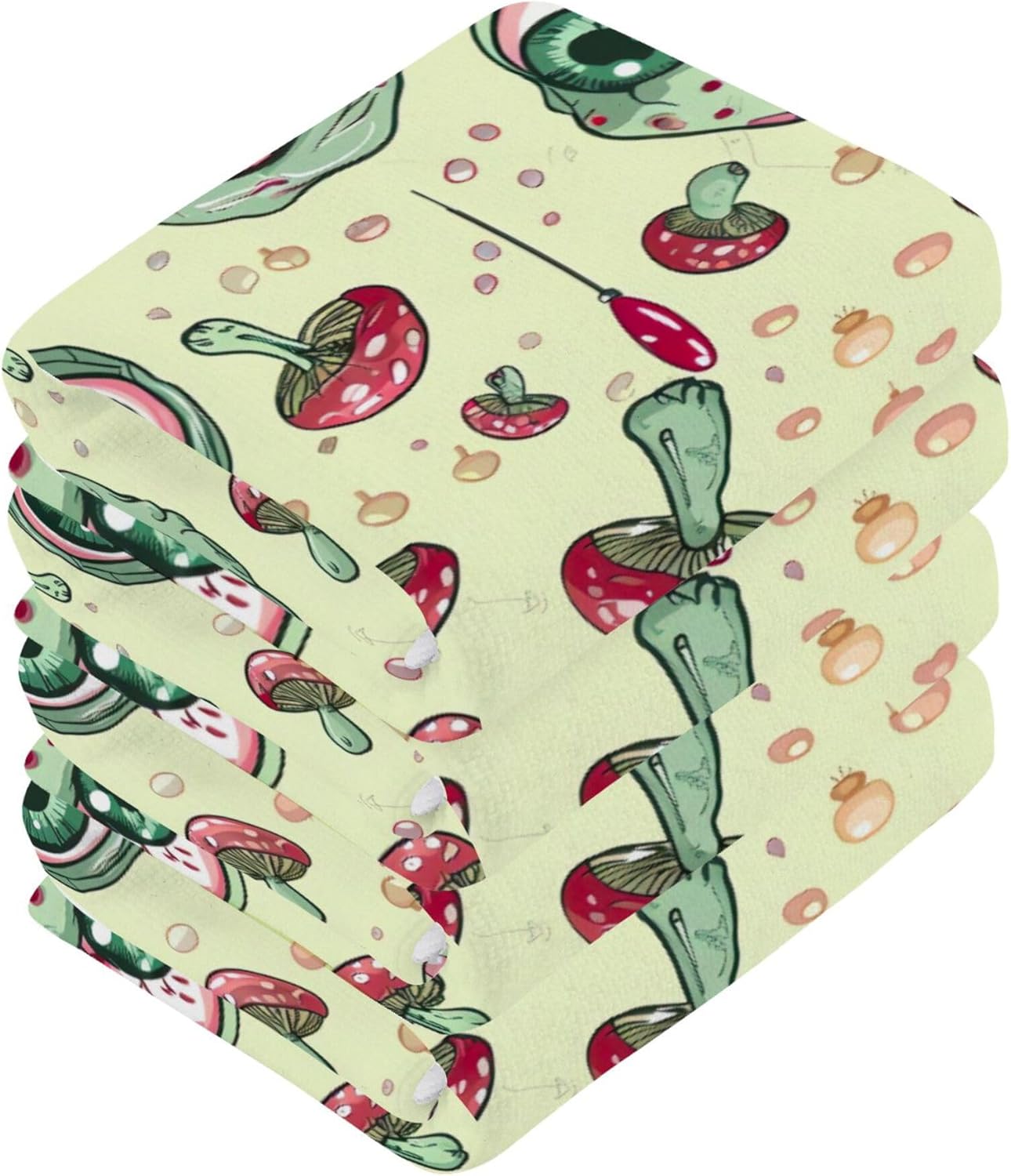 Xigua Green Eyeball Washcloths Set of 2 12x12 Inch