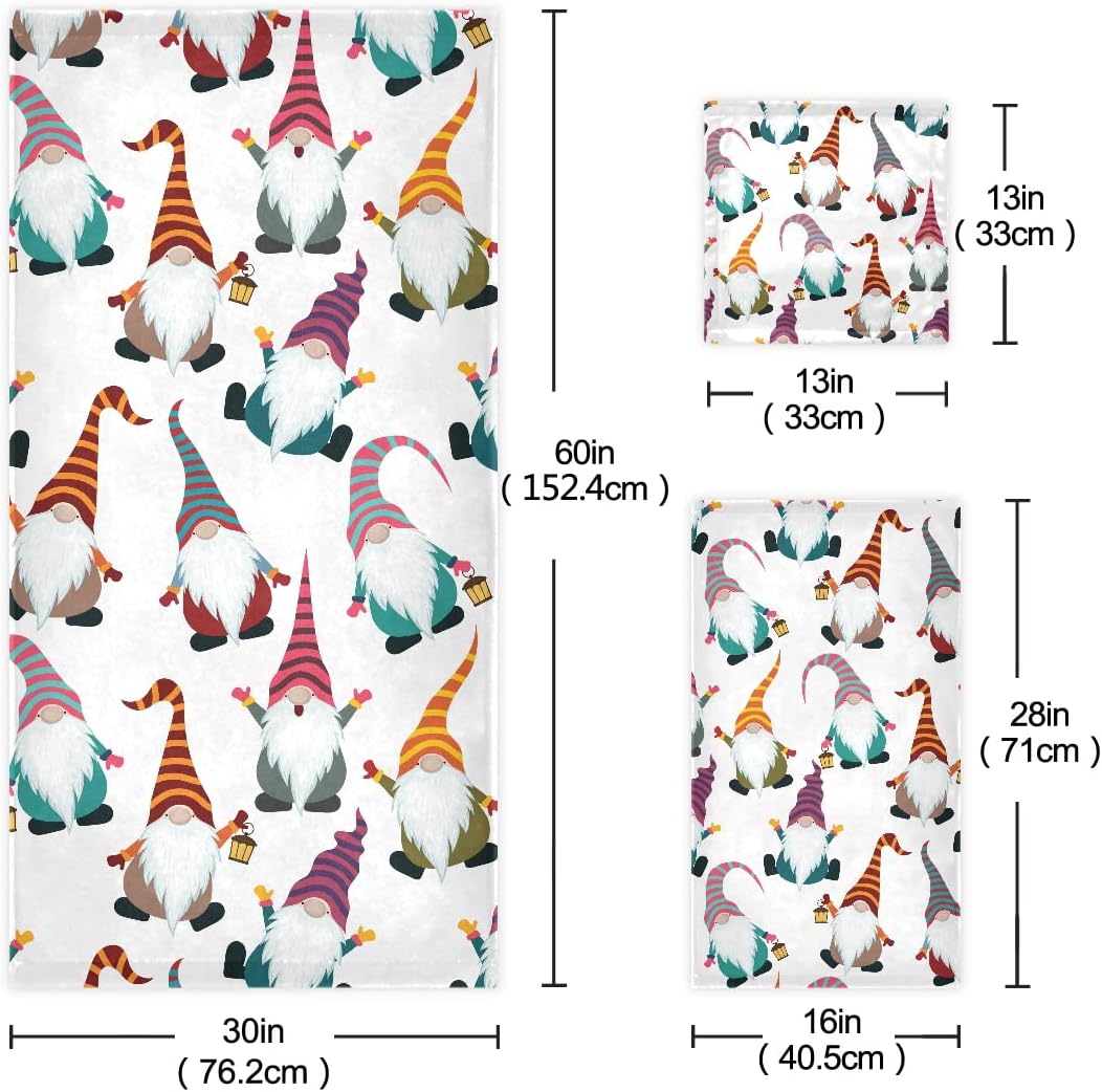 Christmas Funny Gnomes Bath Towels Set