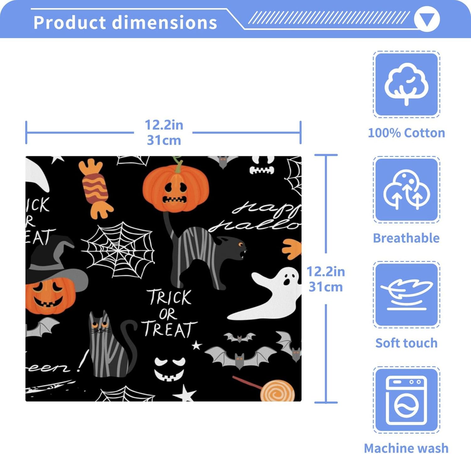 Xigua Happy Halloween Washcloth Set - 12x12-inch