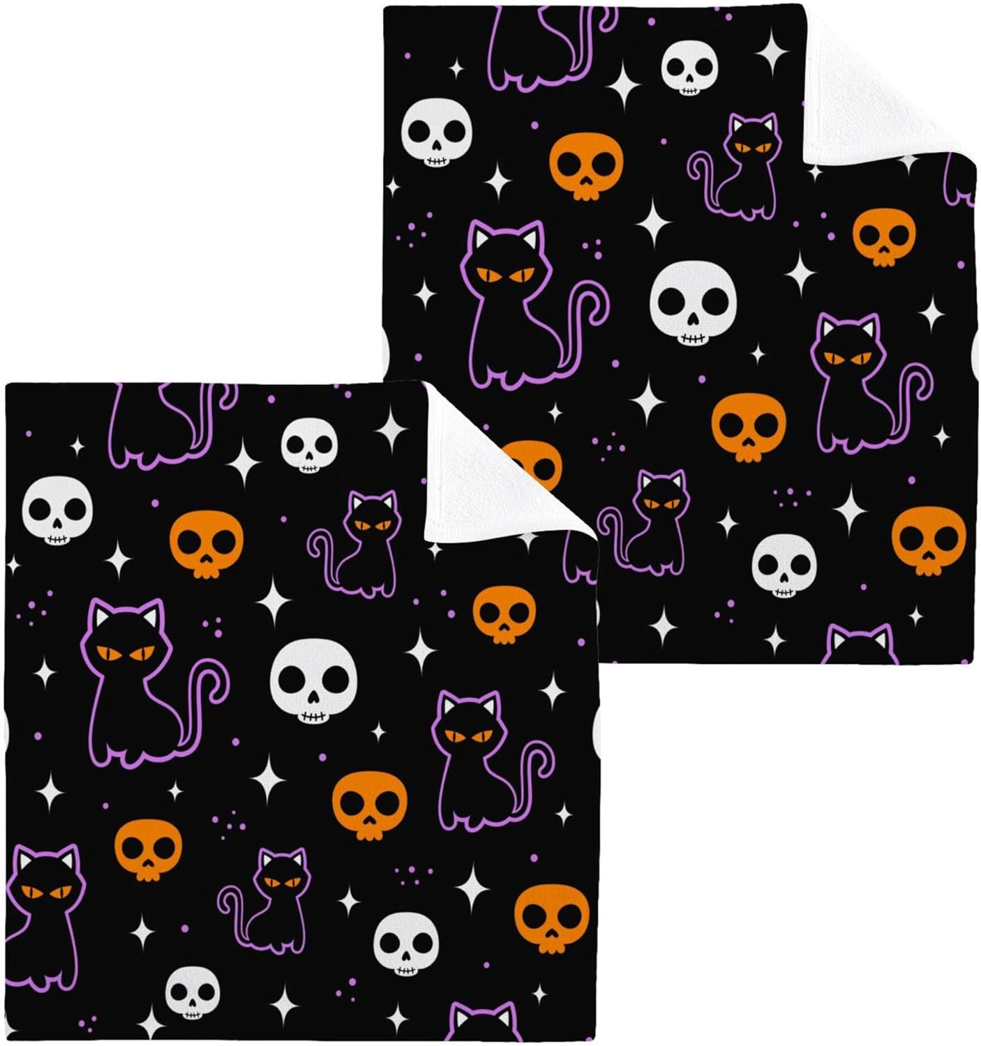 Xigua Halloween Cat Washcloth Set for Trick or Treating Kids