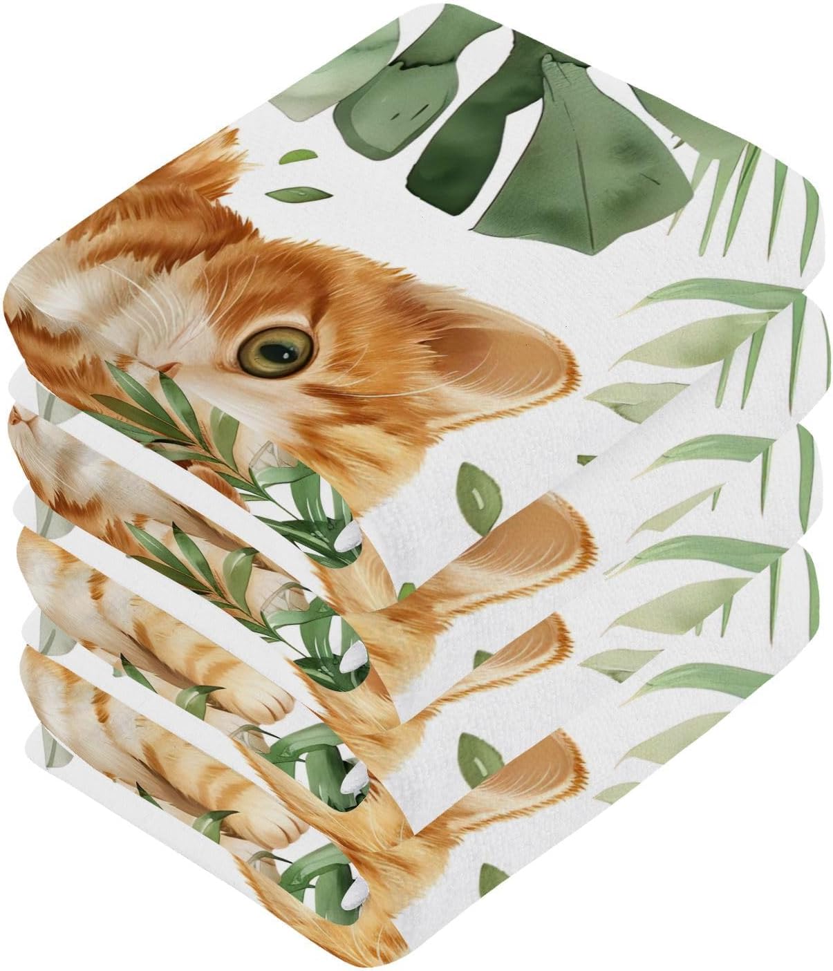 YETTASBIN Cat Leaves Washcloth Set 2-Pack