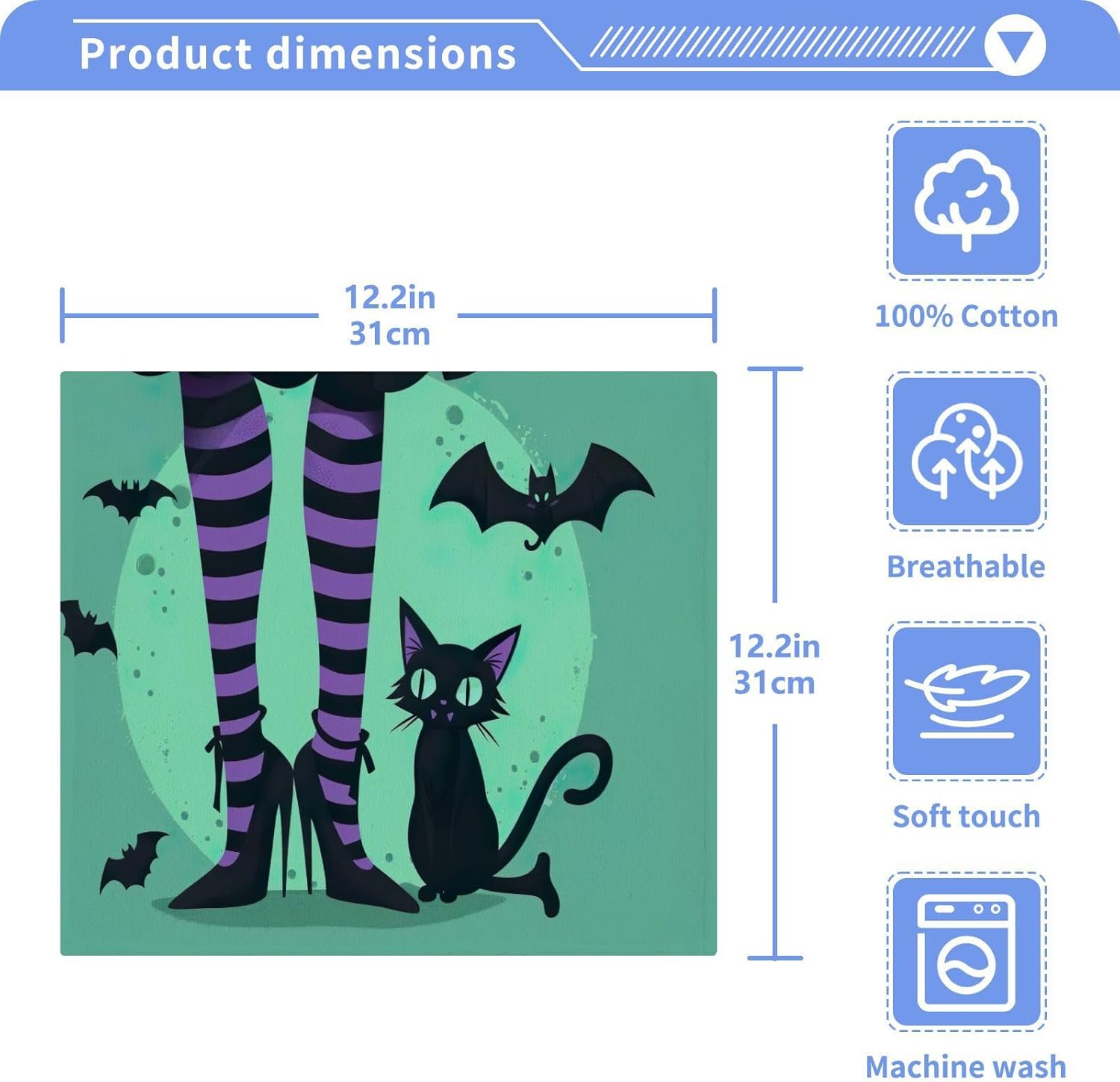 Halloween Cat Washcloth Set - Soft Reusable and Durable