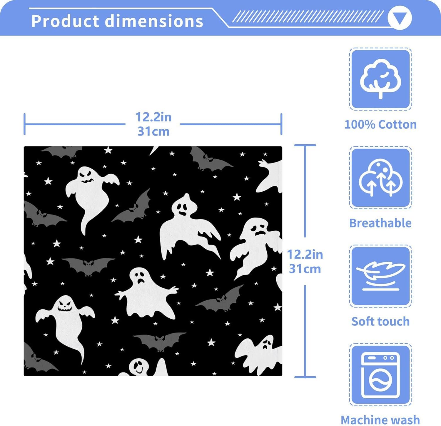 Halloween Spooky Ghoul Inferno Ghost Washcloth 2-Pack