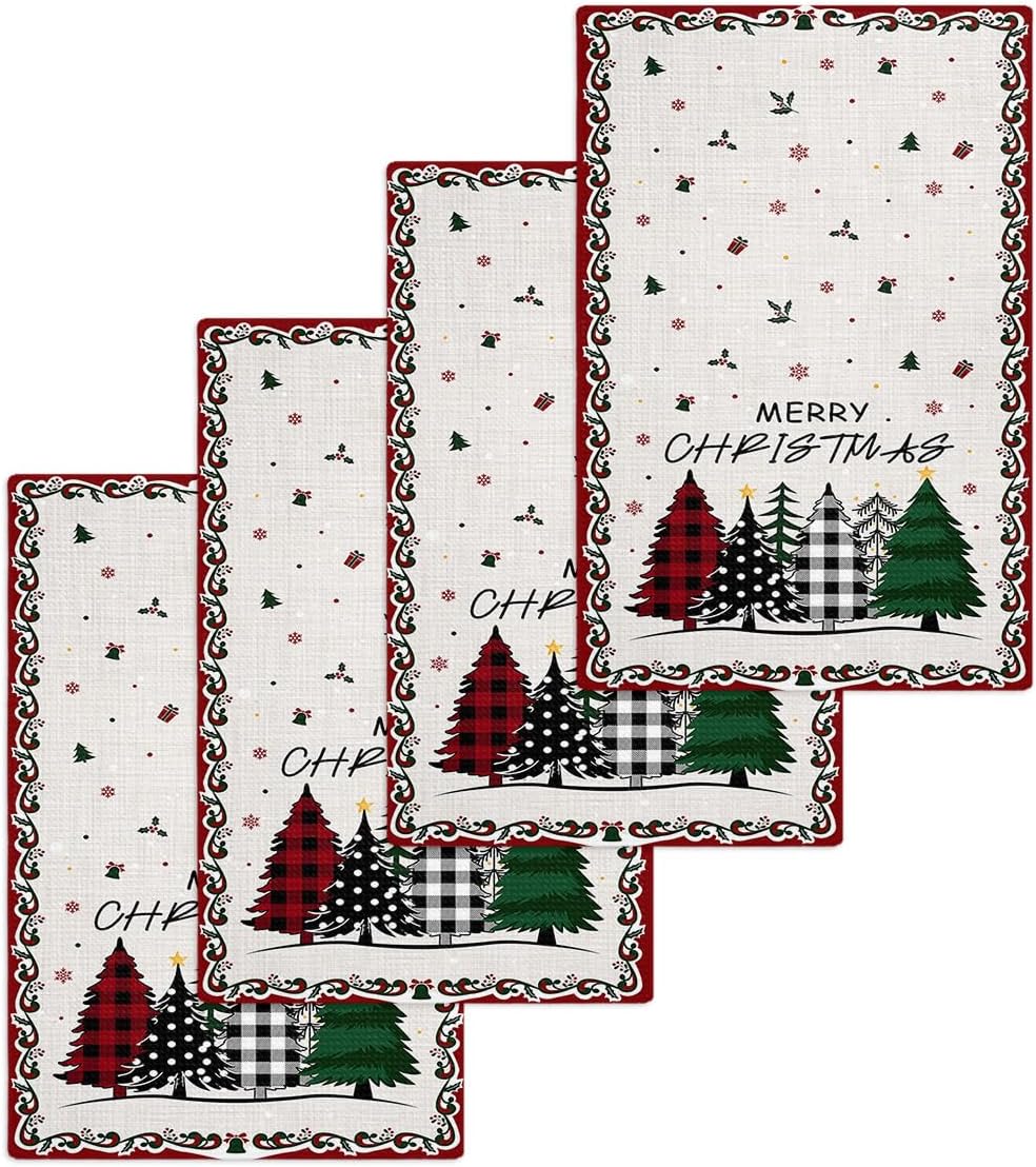 Berries Red Waffle Kitchen Towels