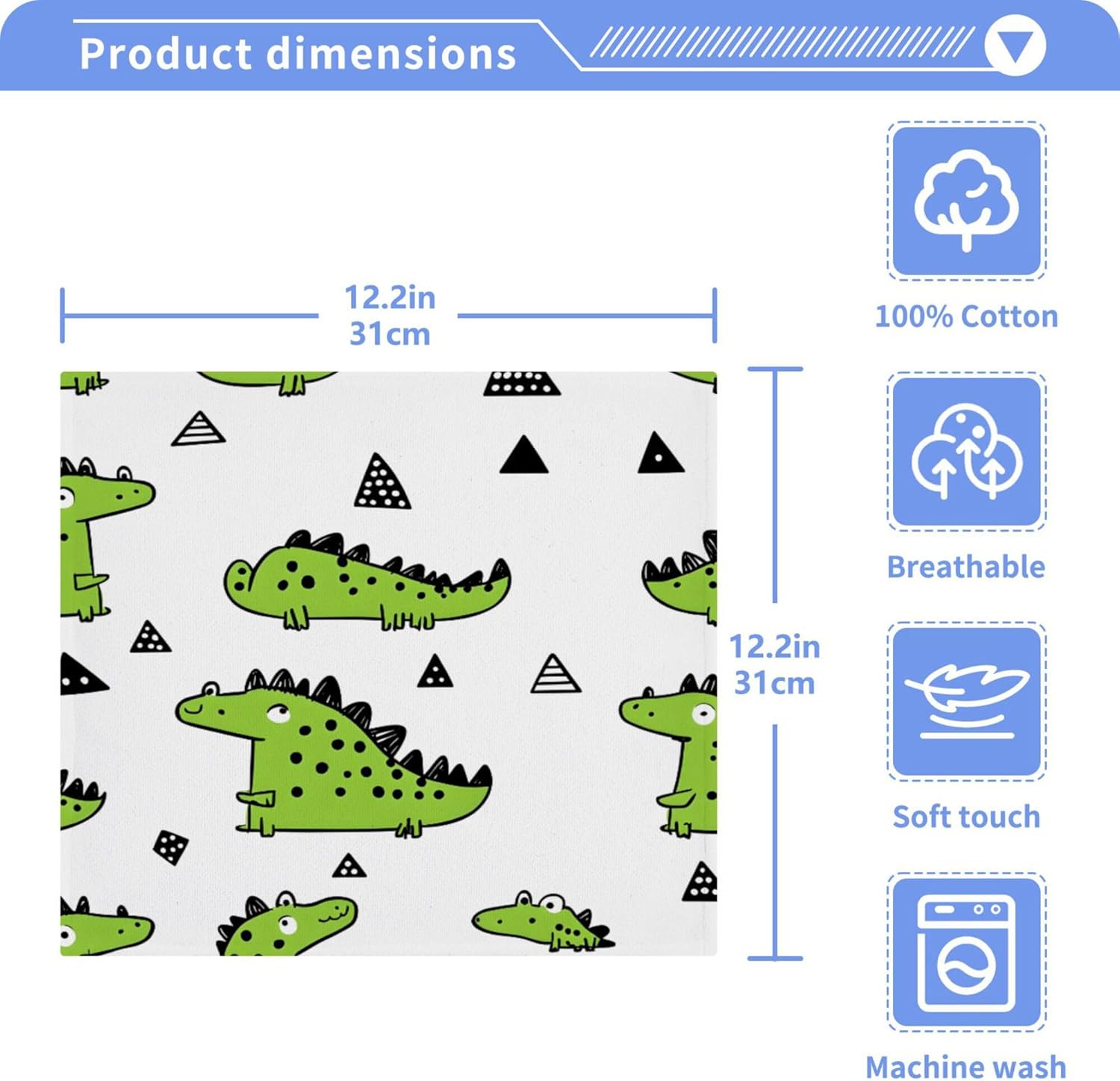 Xigua Super Cute GreenCrocodiles Washcloth Set