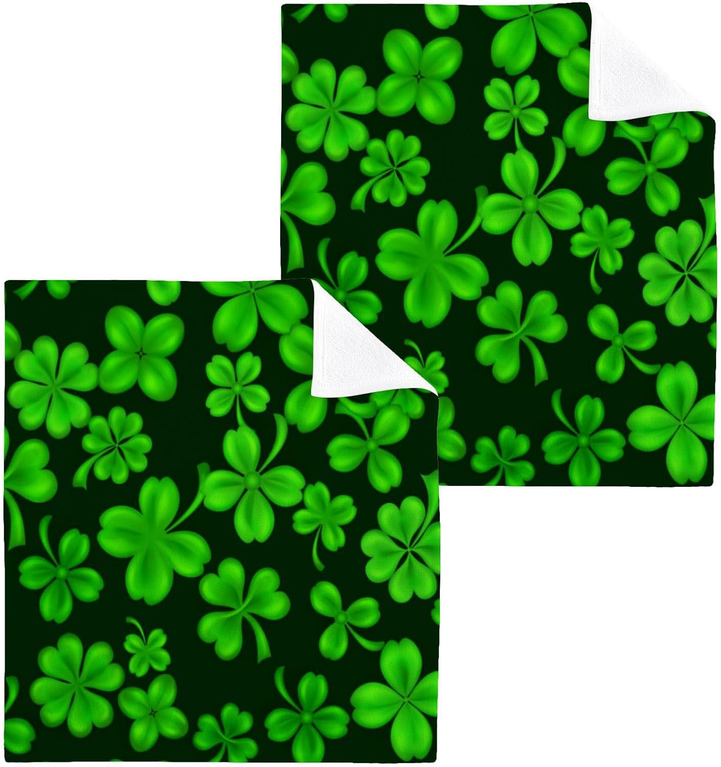 St Patricks Clover Washcloth Set