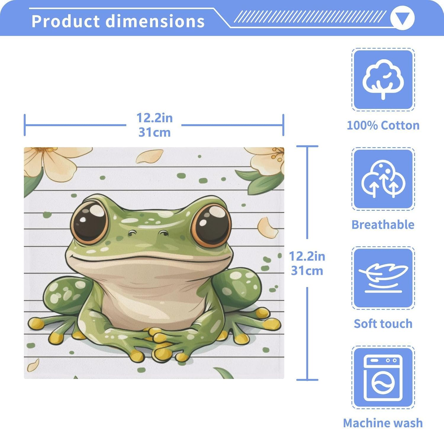 2-Pack Cute Frog Washcloths for Bathroom 12x12in