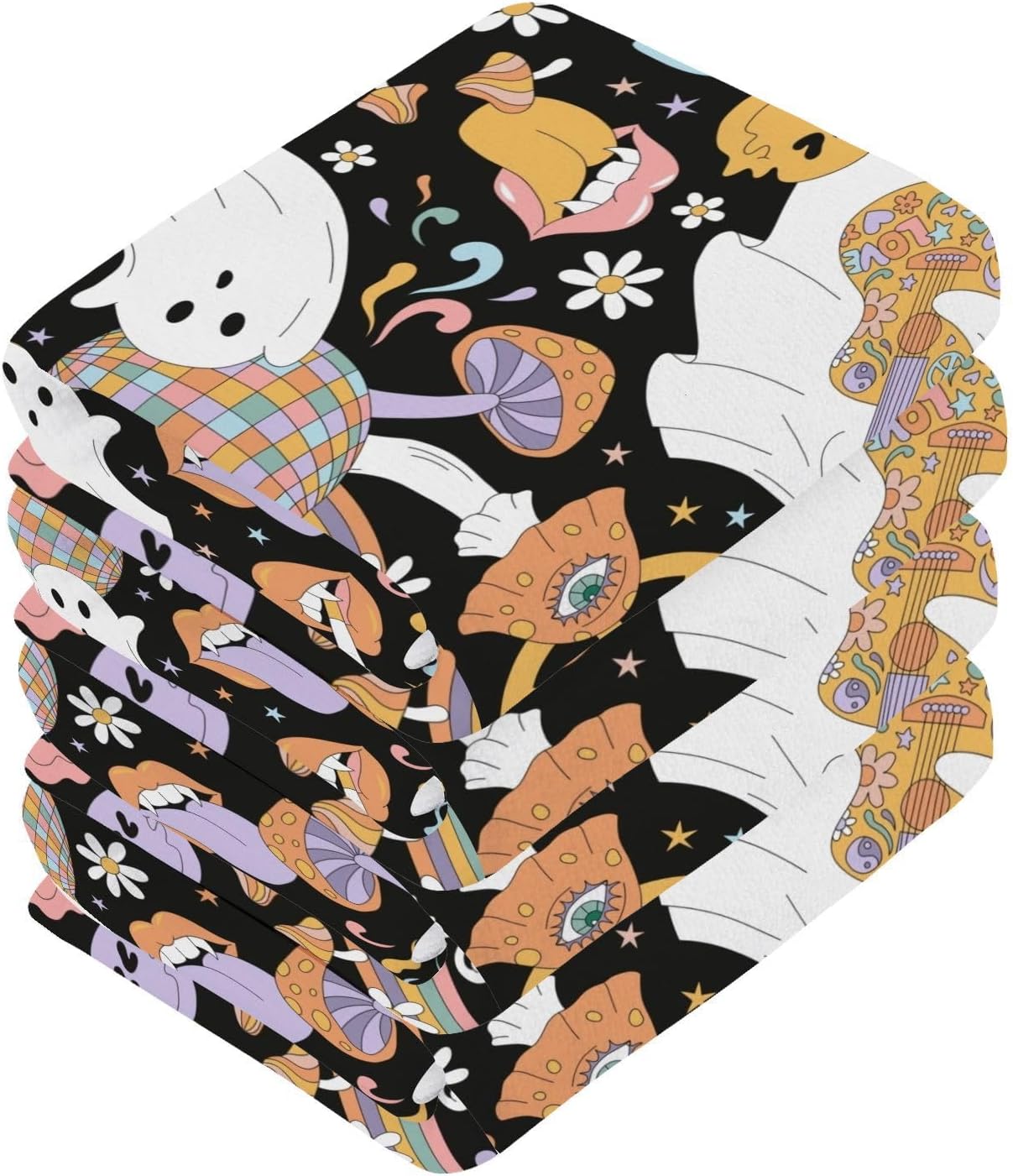 Halloween Ghost Soft Absorbent Face Towels 12x12 In Reusable Washcloth
