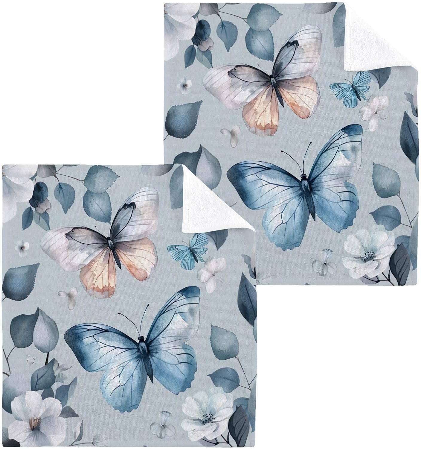 YETTASBIN Butterfly Soft Cotton Face Towels 2-Pack