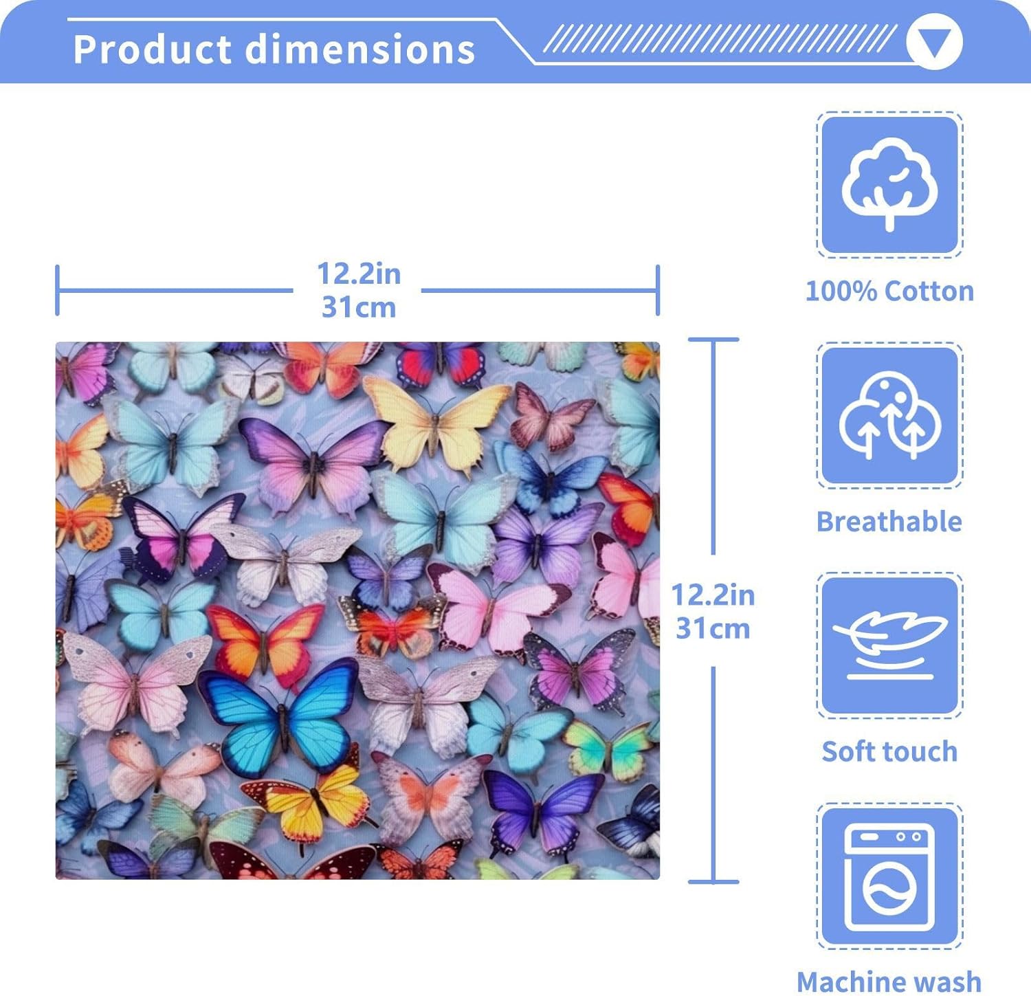 YETTASBIN Butterfly Washcloths 2 Pack Soft Absorbent Cotton Towels