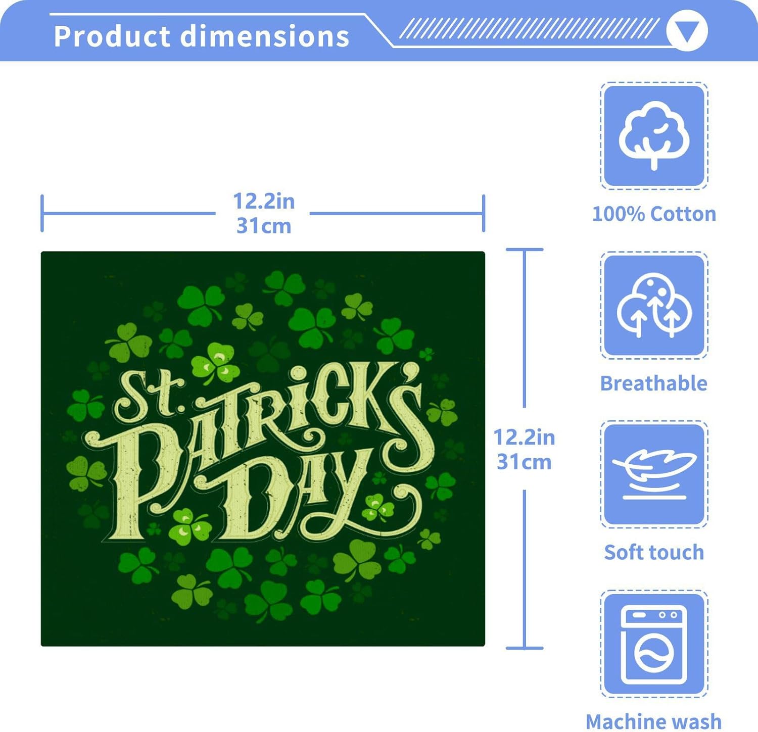 St Patricks Day Reusable Washcloths 2 Pack