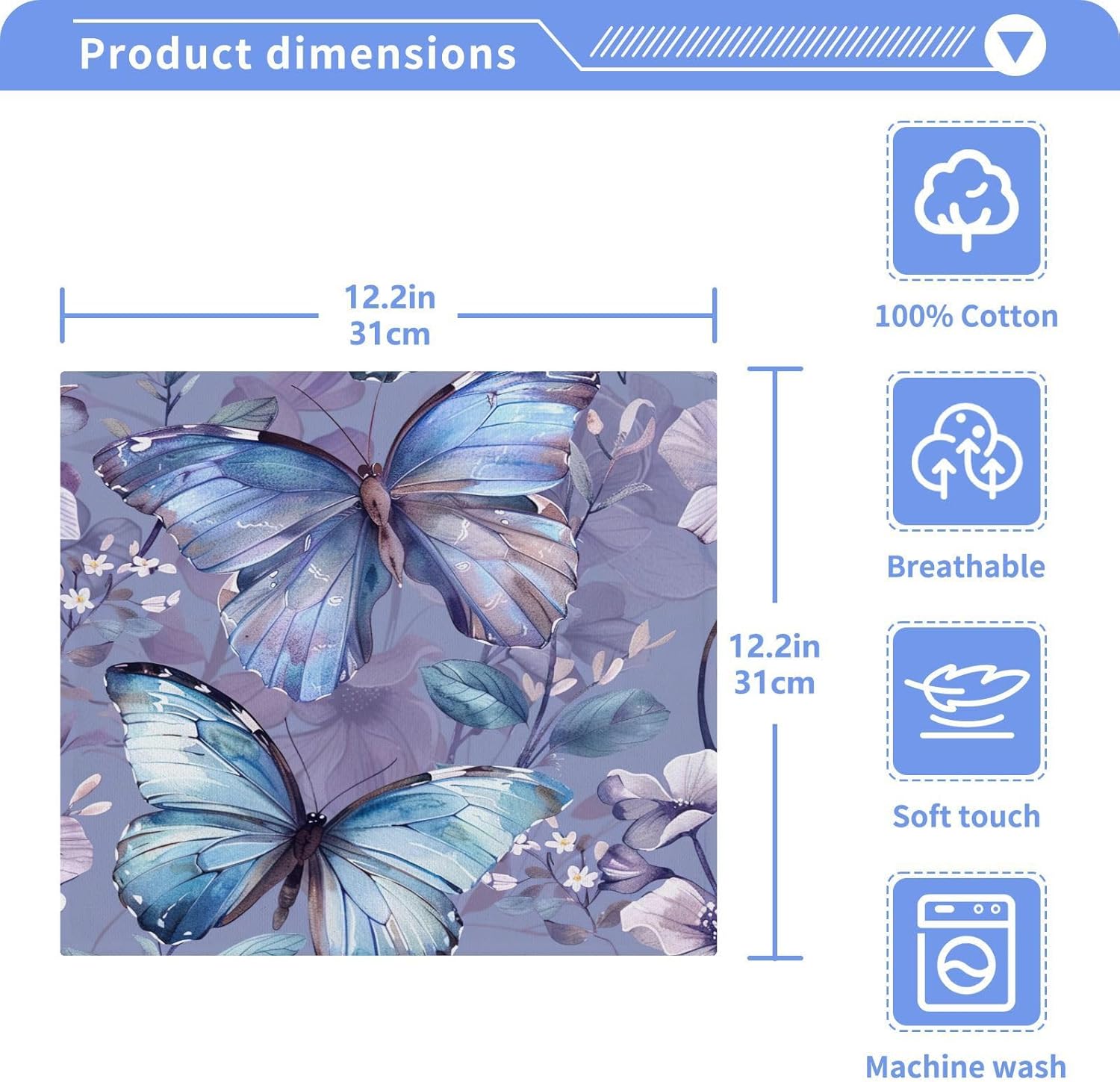 YETTASBIN Butterfly Flower Washcloths Soft and Absorbent Reusable Face Towels