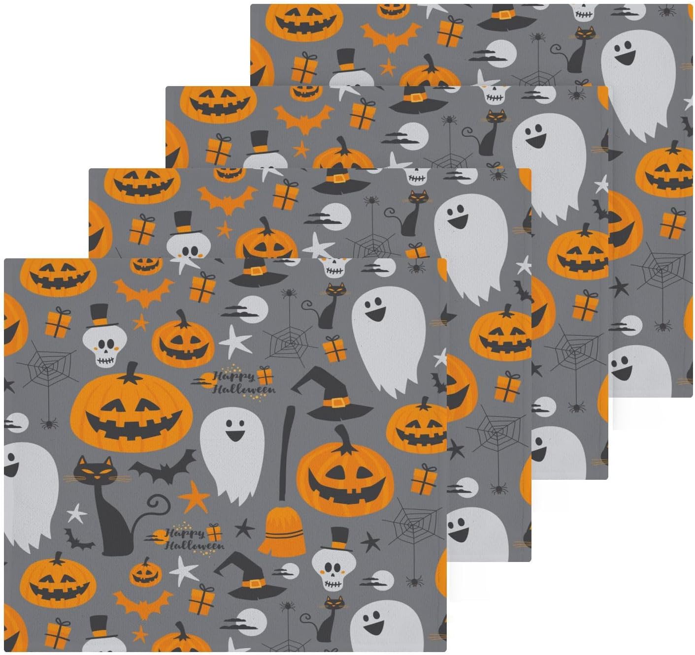Halloween pumpkin ghost washcloths
