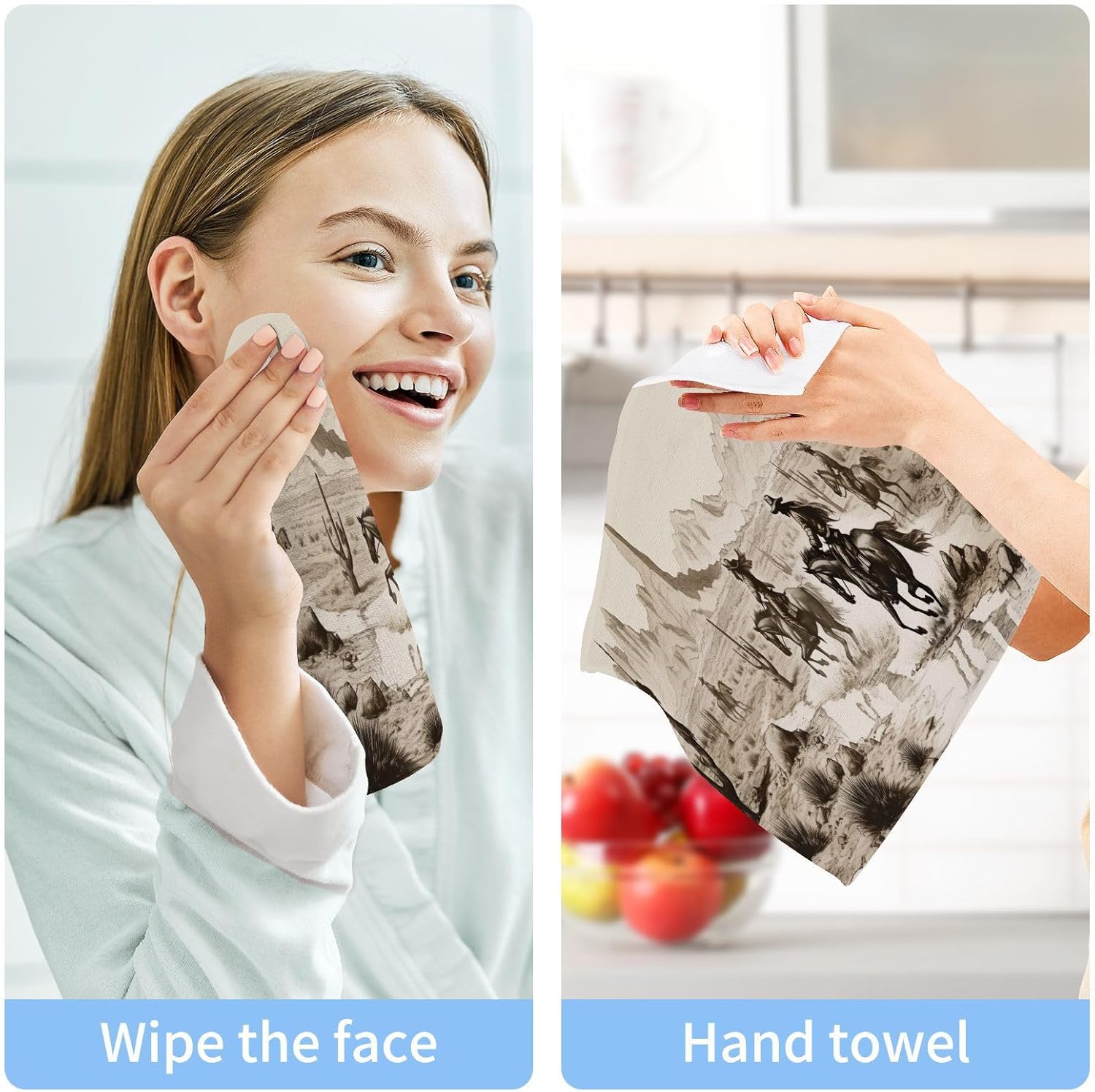 YETTASBIN Cowboy Washcloth Set 2-Piece Skin-Soft Reusable Multiple Uses