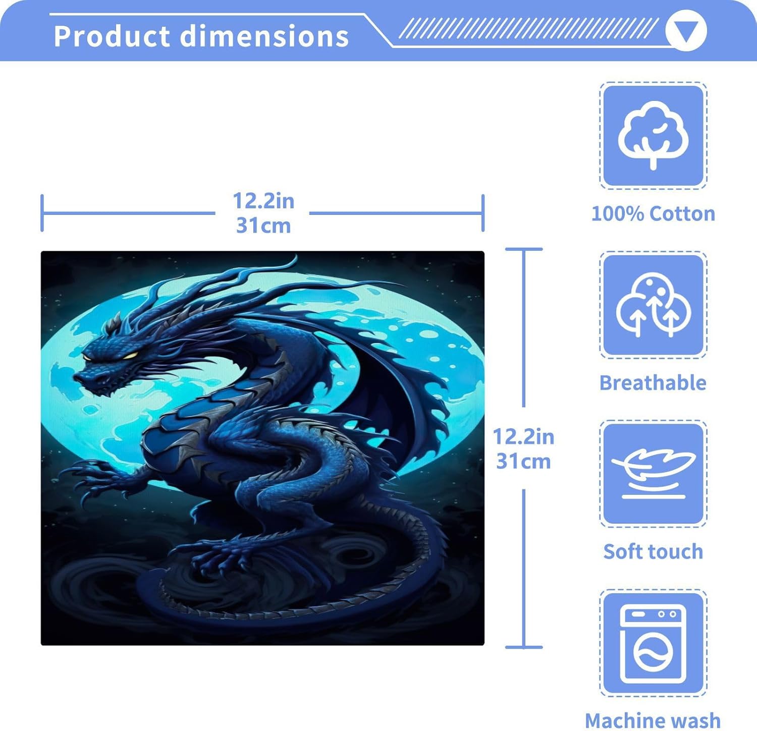 The YettasBin Scary Dragon Face Towels