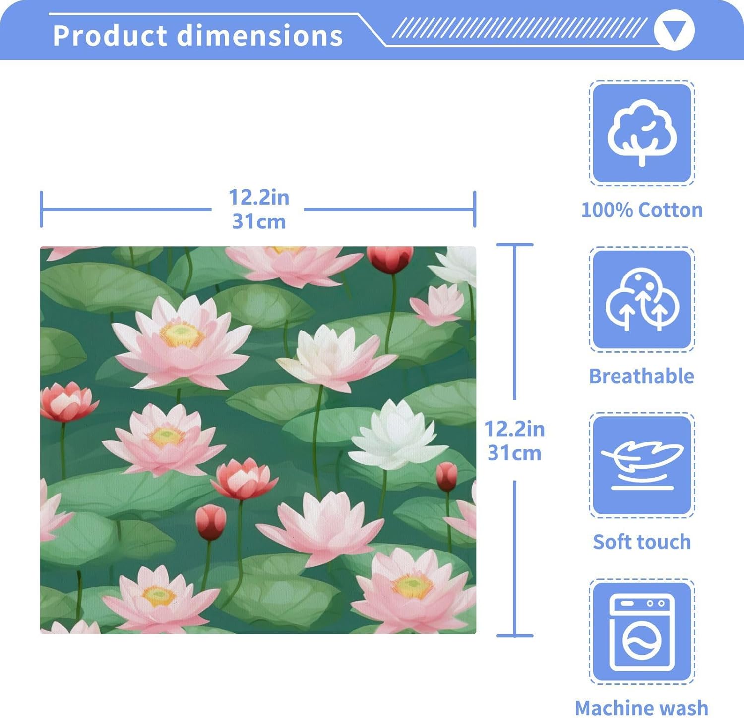 Lotus Washcloth Set 2-Piece Reusable Soft Absorbent 12x12