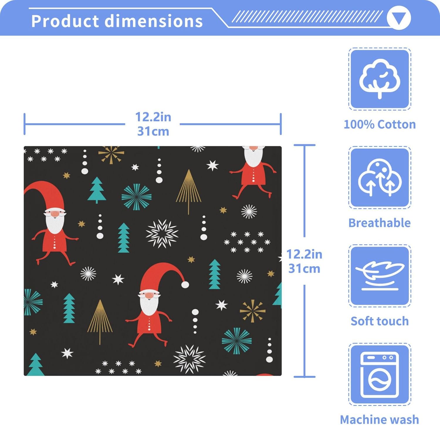 Christmas Gnomes Washcloth Set - Fast-Drying cotton for Home Kitchen