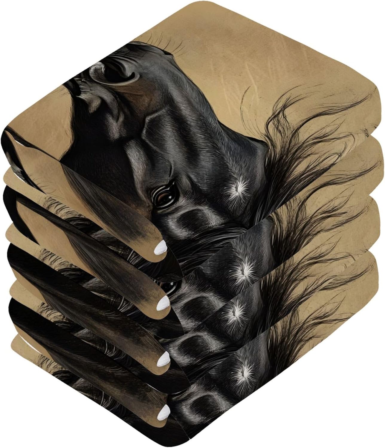 Black Horse Washcloths Set