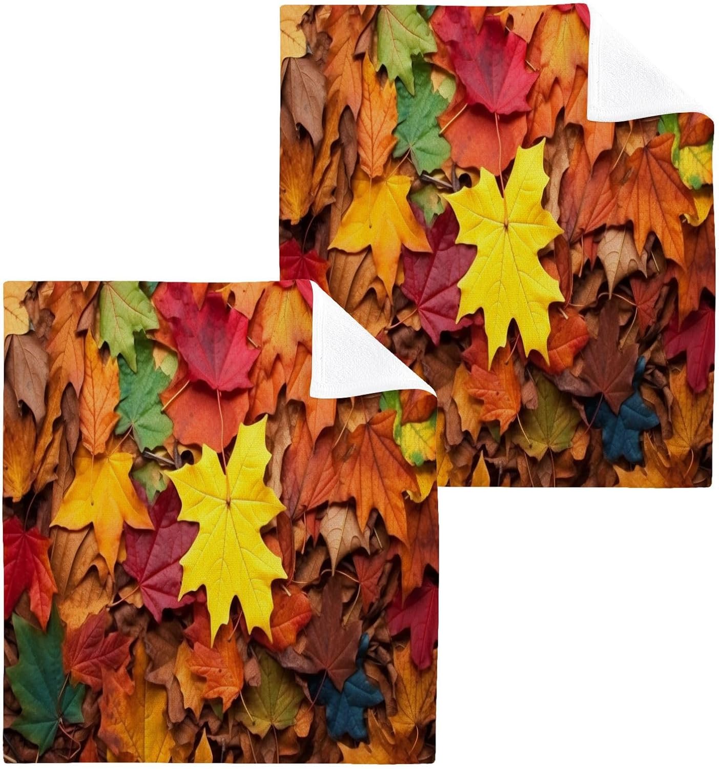 Maple Leaves Washcloths 2 Pack Soft Absorbent Cotton Towels