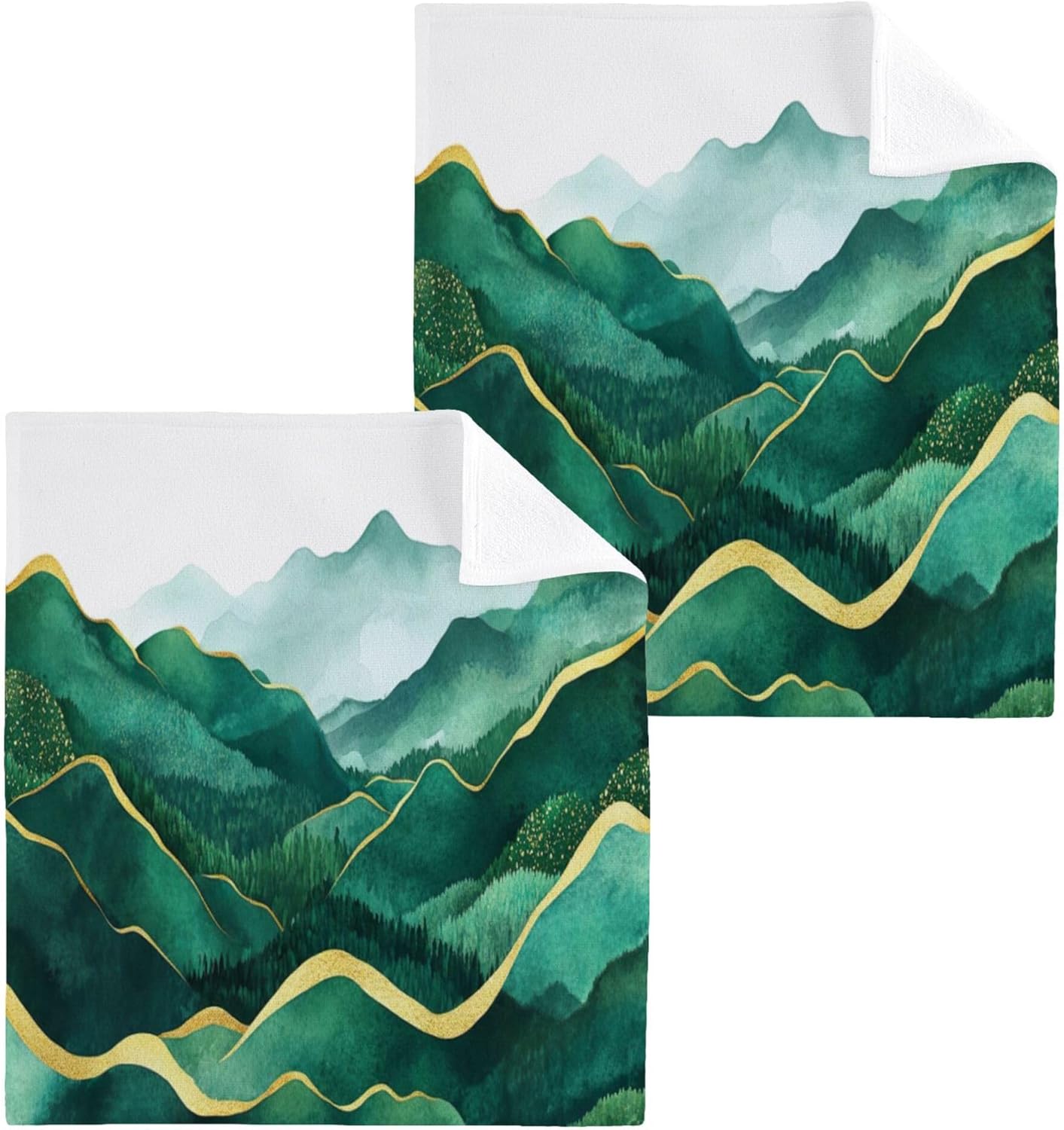 Xigua Green Mountains Washcloths Set of 2 12x12 Inch 1