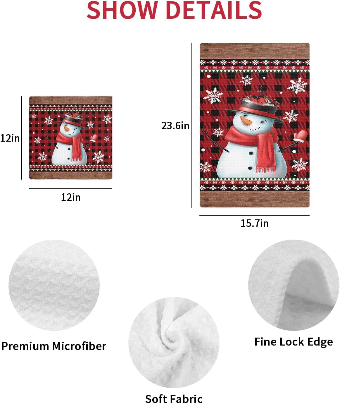 Christmas Snowman Waffle Towels Set of 2