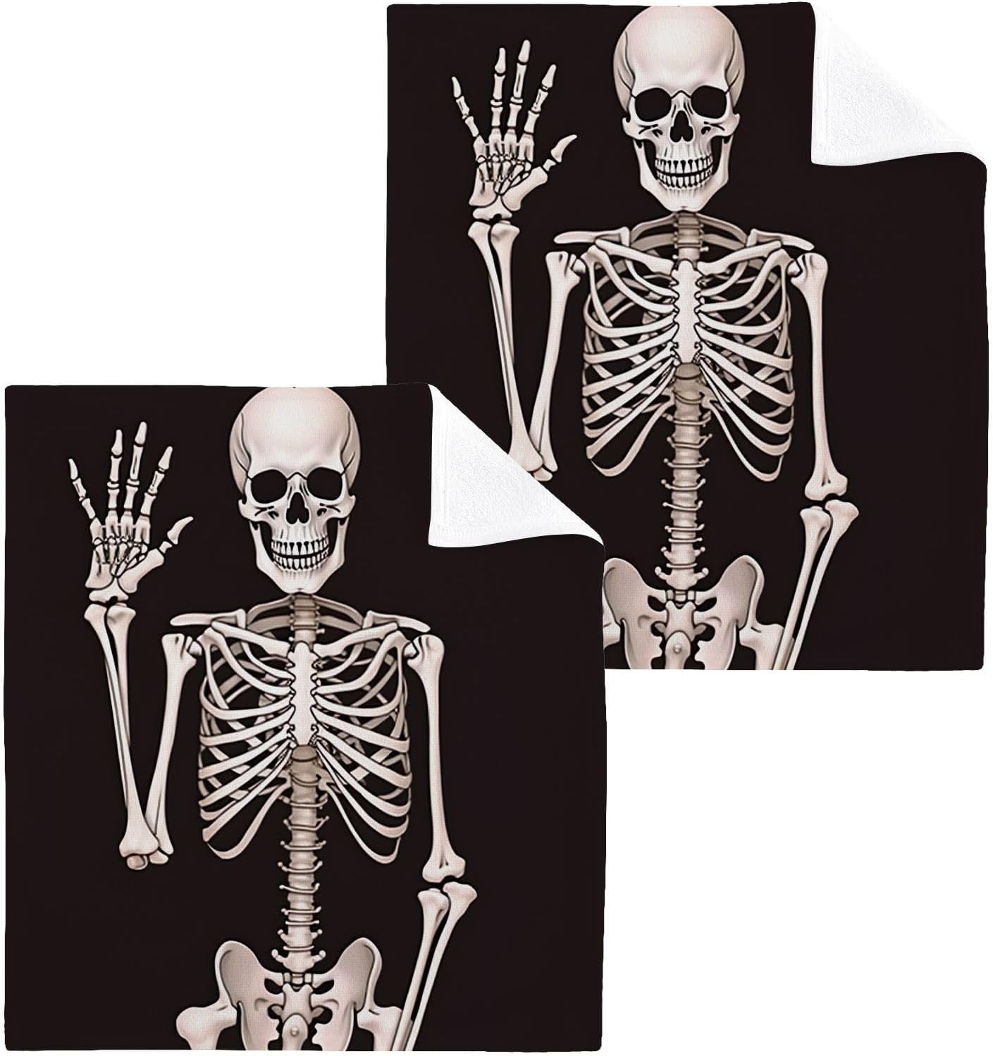 2-Pack Mini Skeleton Towels for Multi-Purpose Use