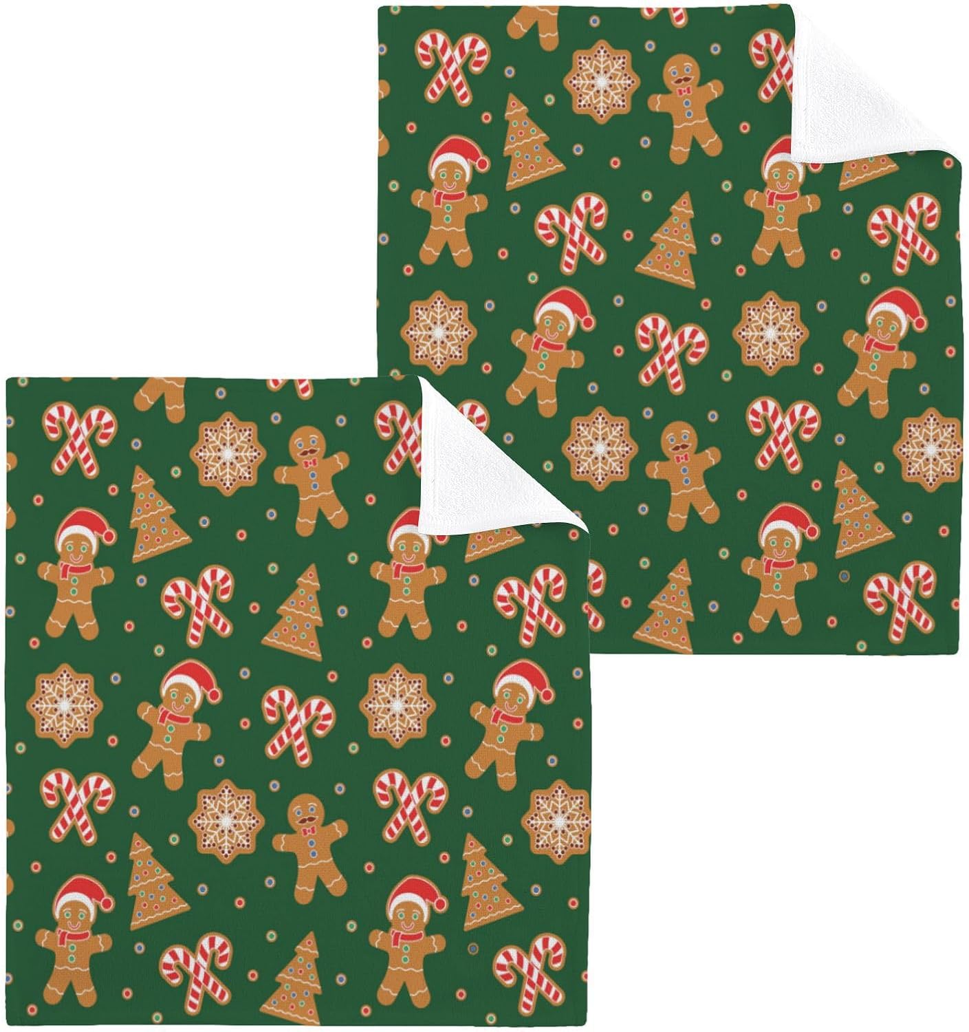 YETTASBIN Christmas Gingerbread Man Washcloths 2 Pack