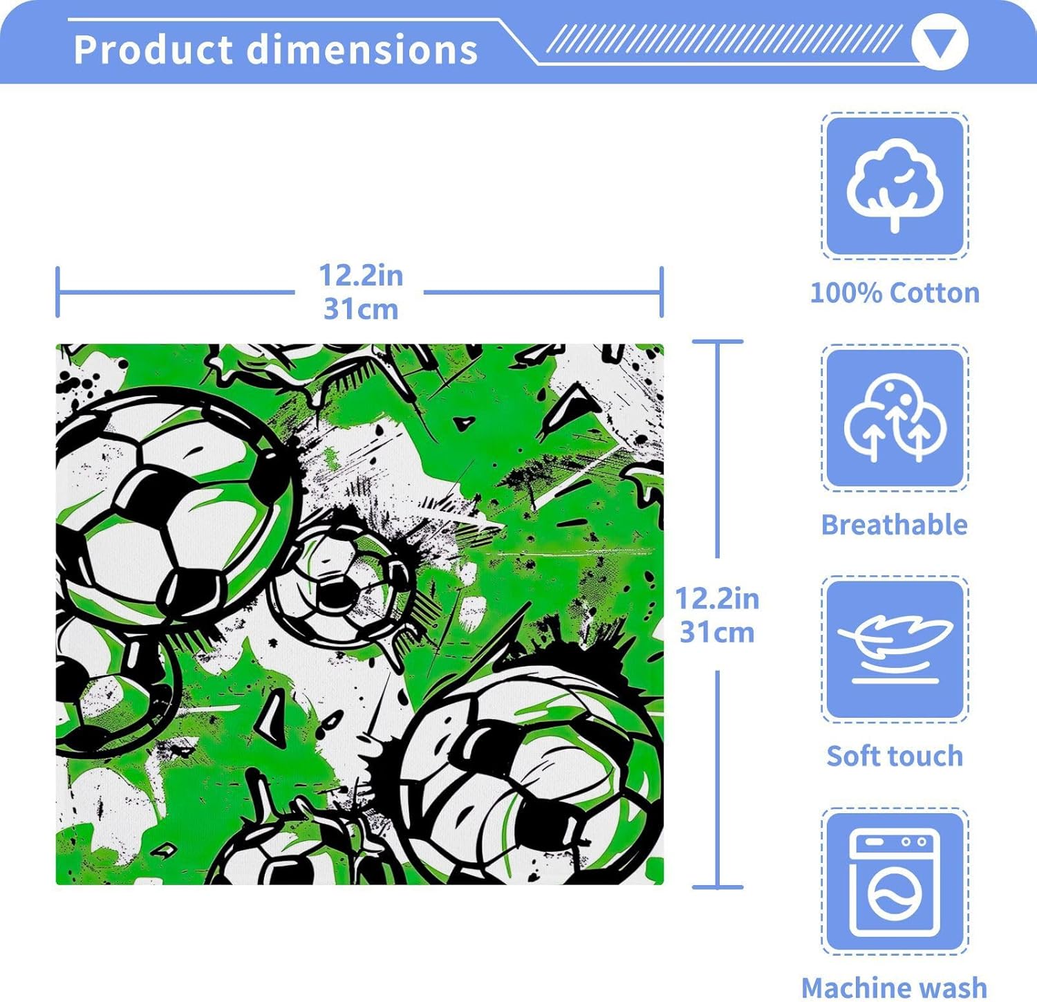 Sturdy Football Graffiti Washcloth Set 12x12inch