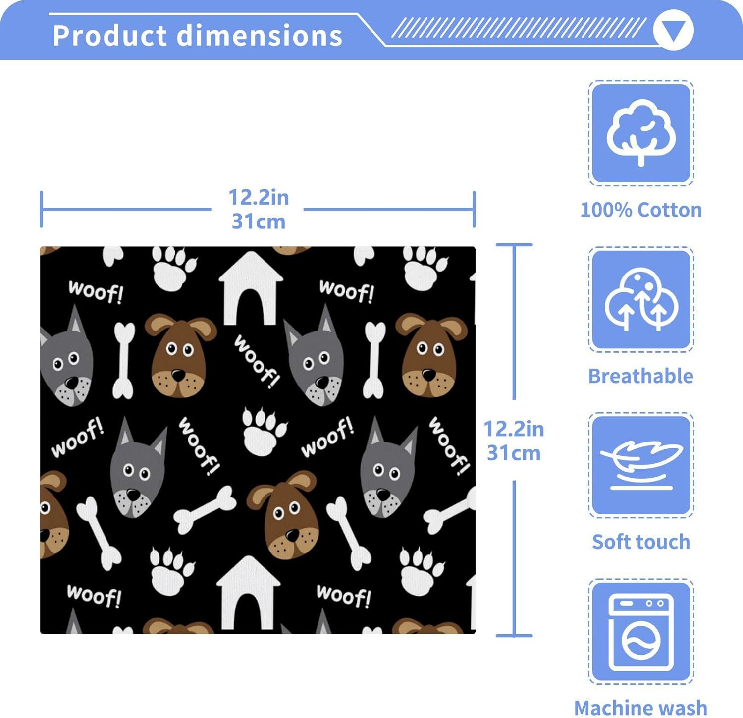 Quick ships premium dog paw washcloth reusable absorbent_INV007