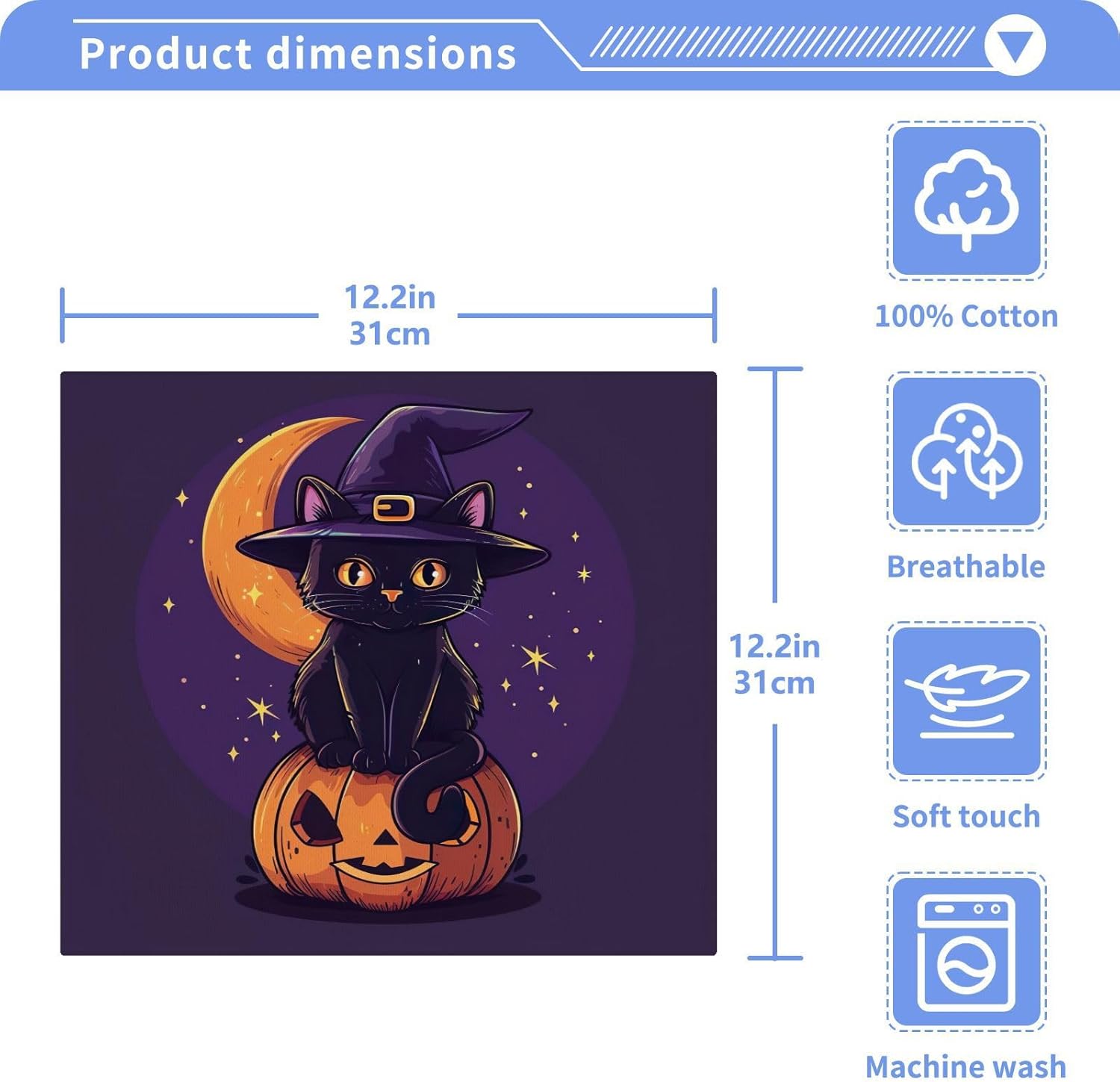 Halloween Cat Washcloth Set for Home Kitchen