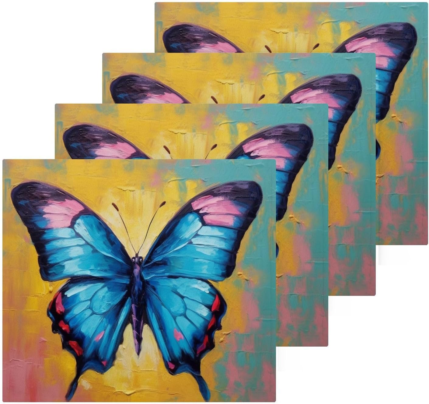 YETTASBIN Butterfly Washcloths 2 Pack - Soft Absorbent Cotton Towels