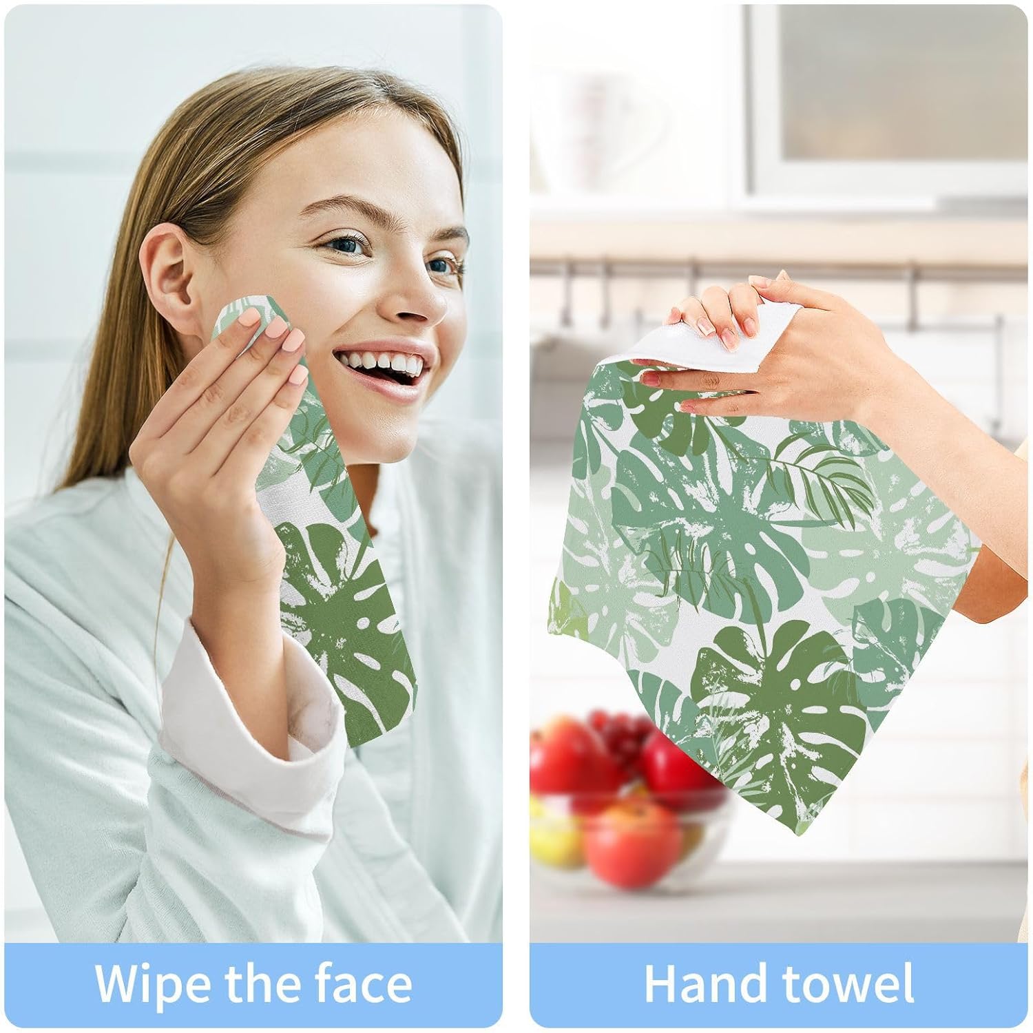 Burbuja Green Palm Leaves 100 Cotton Washcloth Set