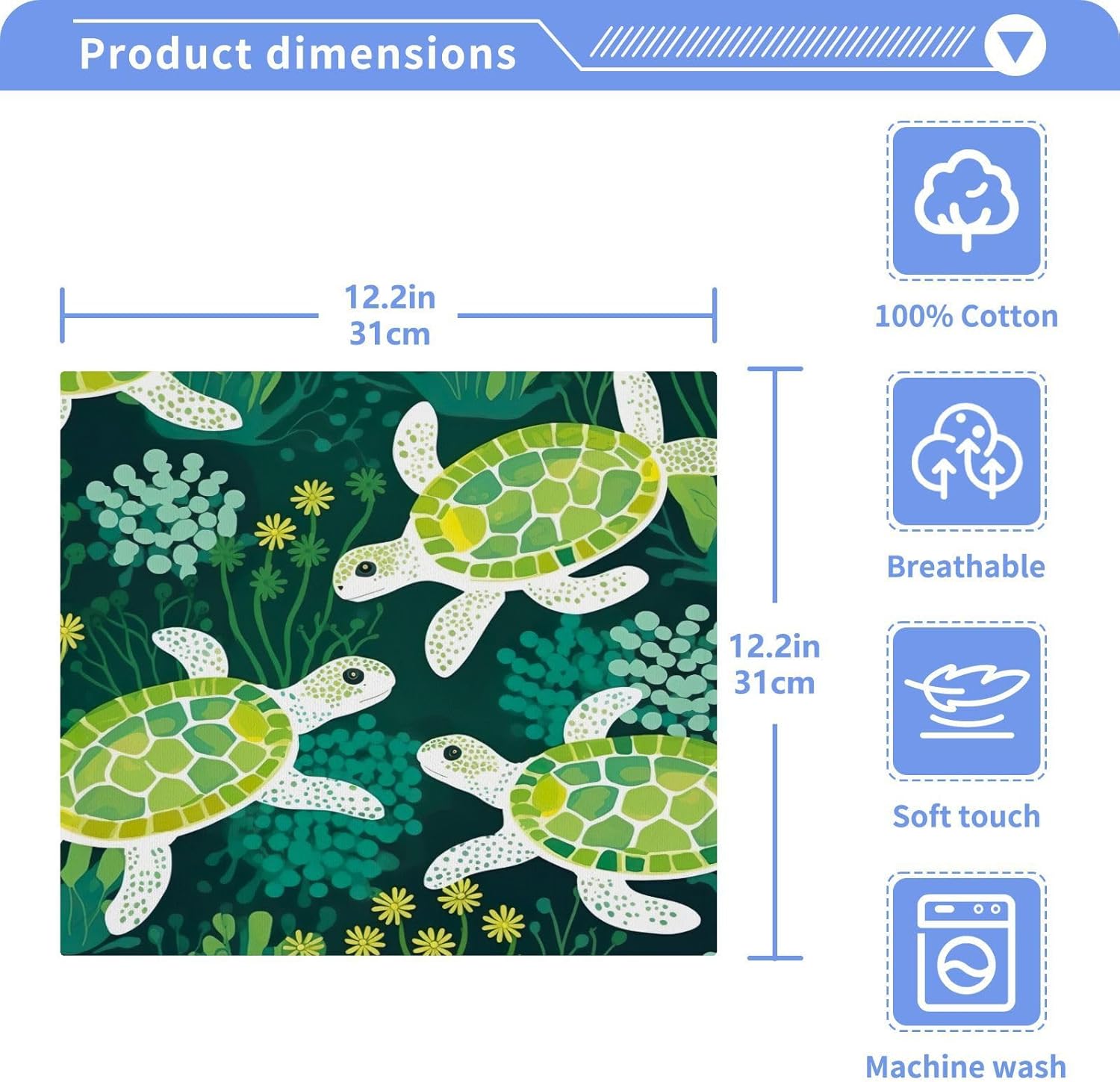 YETASBINGreen Turtle Washcloths 2 Pack