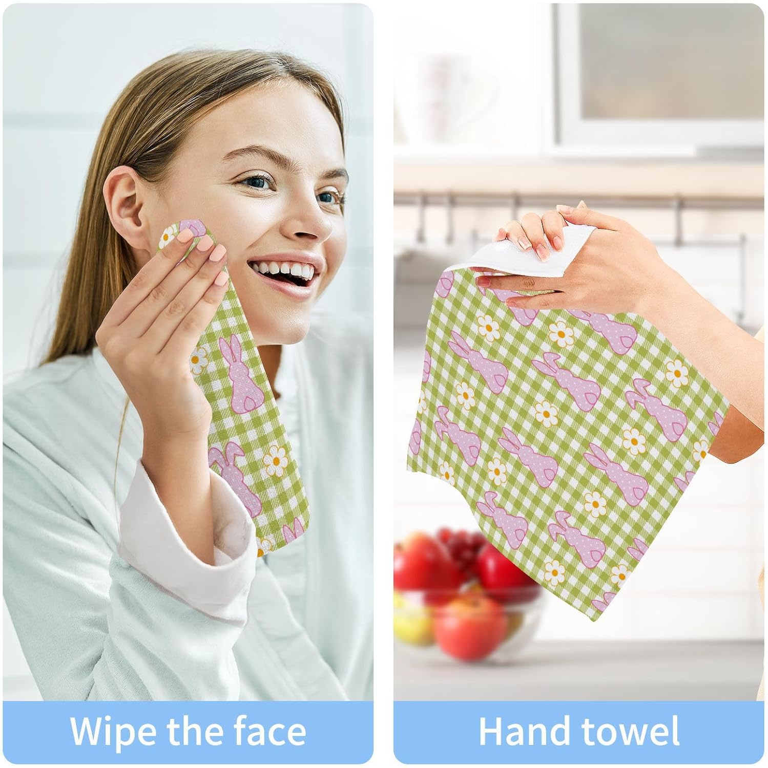 Easter Bunny Plaid Washcloths