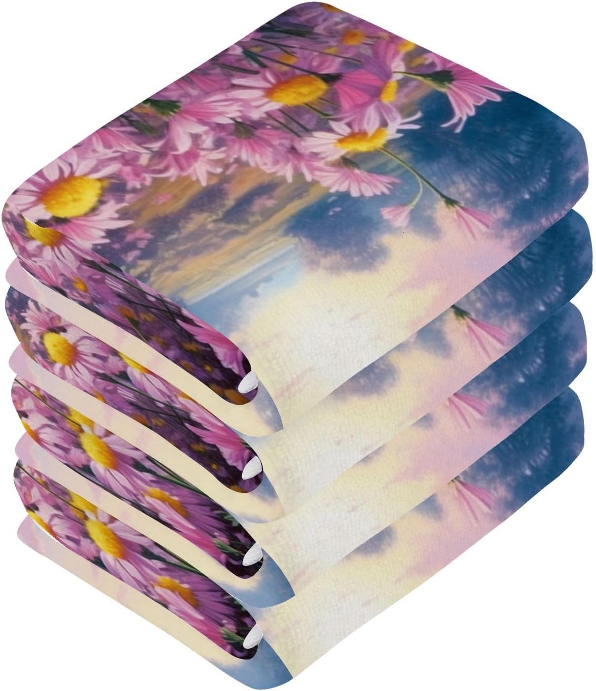 10-Piece Daisy Flower Washcloth Set