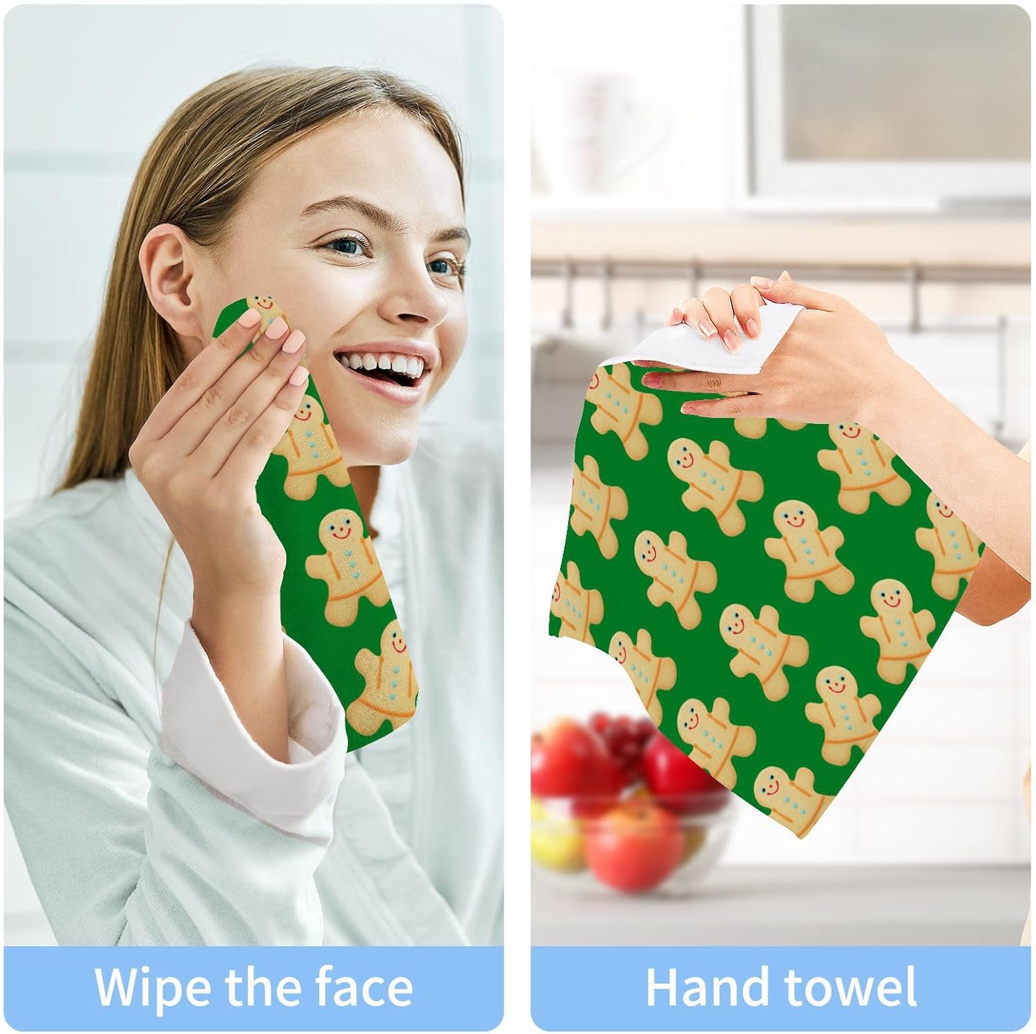 Christmas Gingerbread Man Washcloths 2-Pack