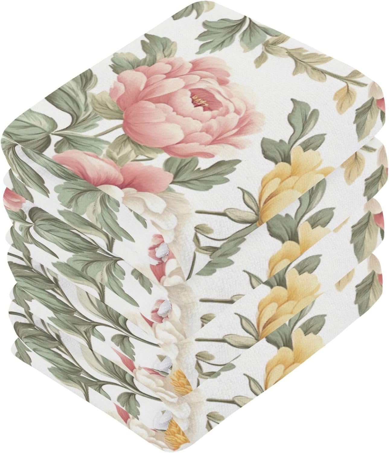 Xigua Peonies Washcloth Set - Fast Drying Super Absorbent Multi-Purpose Towels