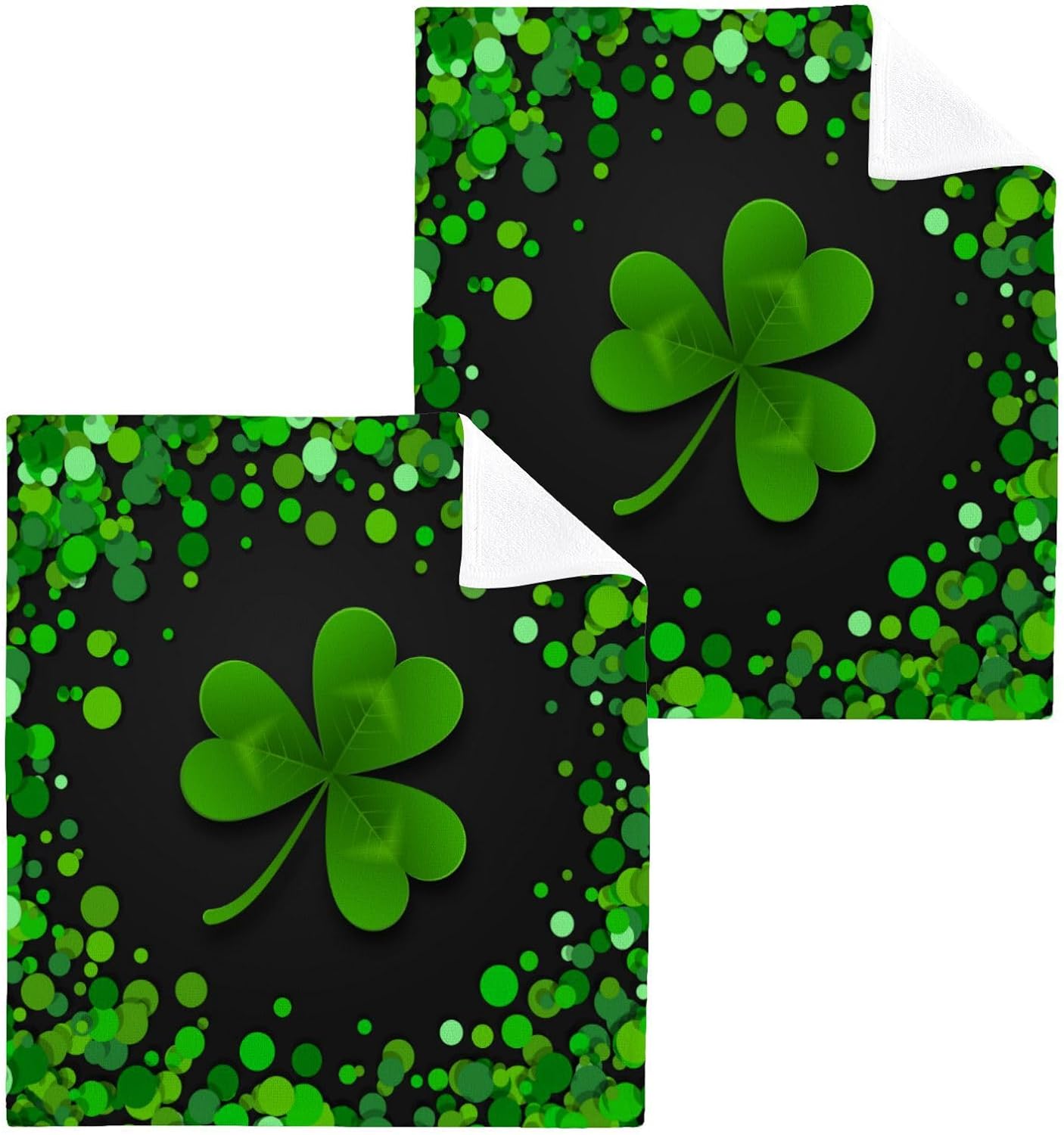 YETTASBIN St Patricks Day Shamrock Washcloths 2 Pack 1