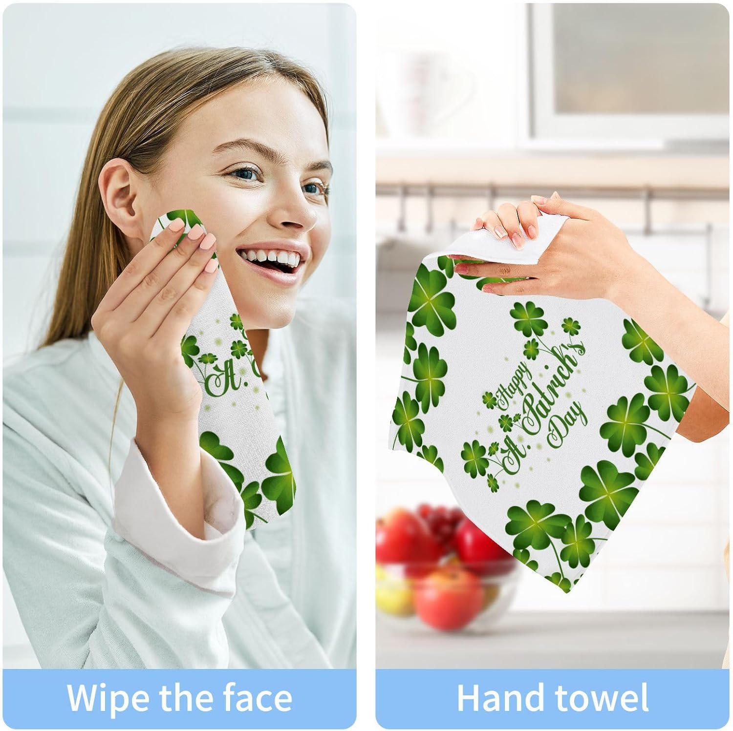 St Patricks Day Washcloth Set - Soft Reusable 12x12 inch