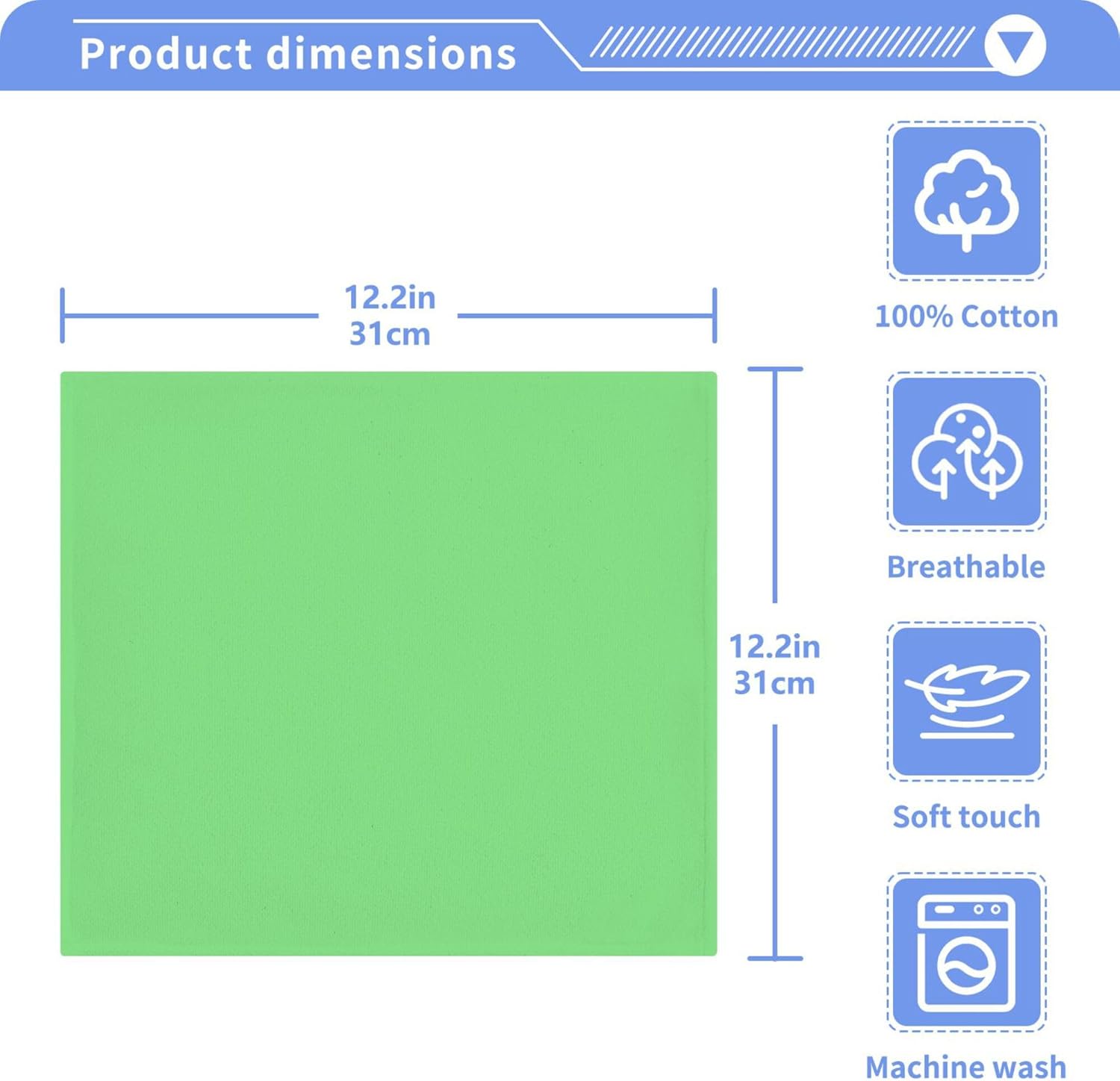 Green Pastel Color Washcloth 2-Pack